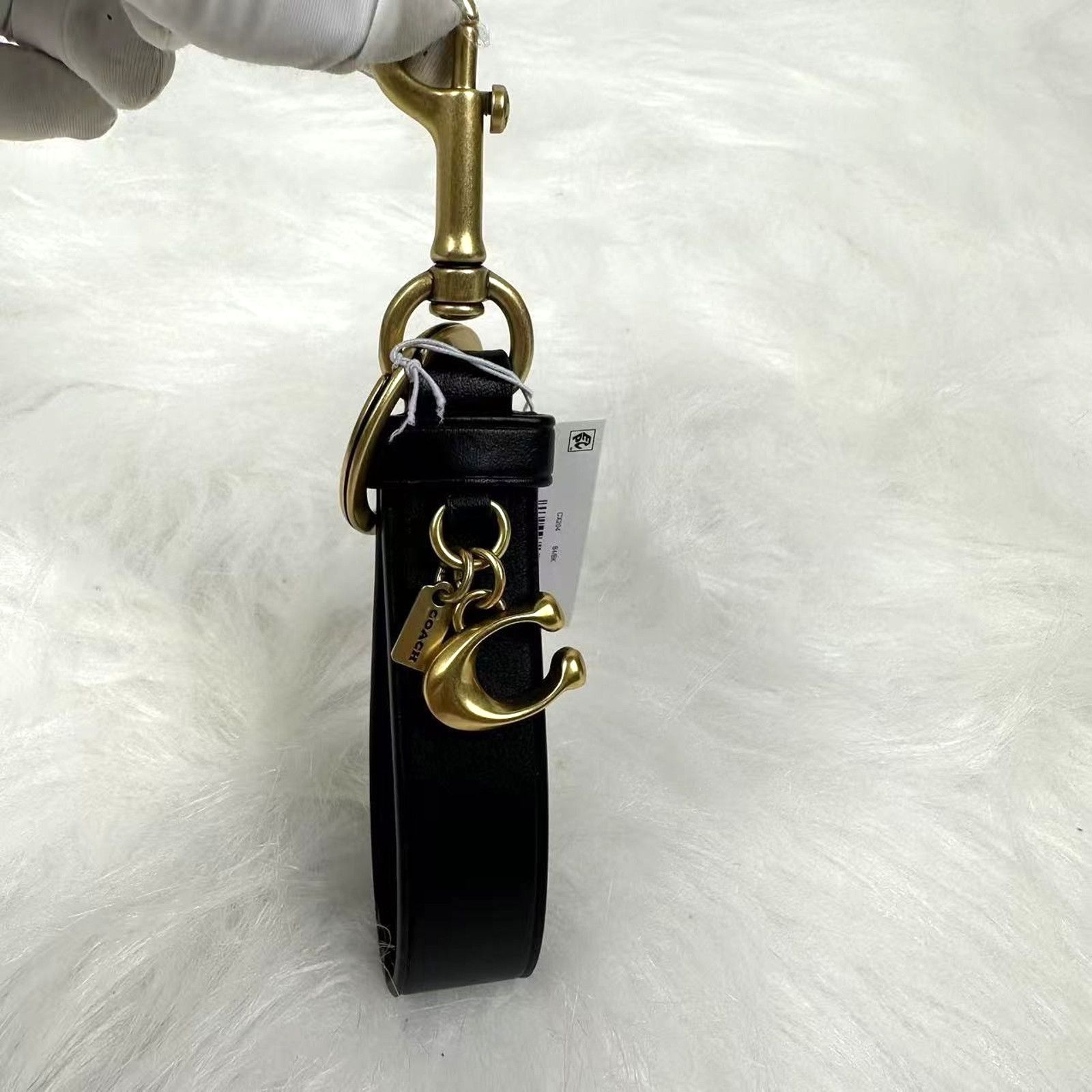 Coach Coach Loop Bag Charm Key Chain/Key Ring Leather/Brass/Black Size ONE SIZE - 1 Thumbnail