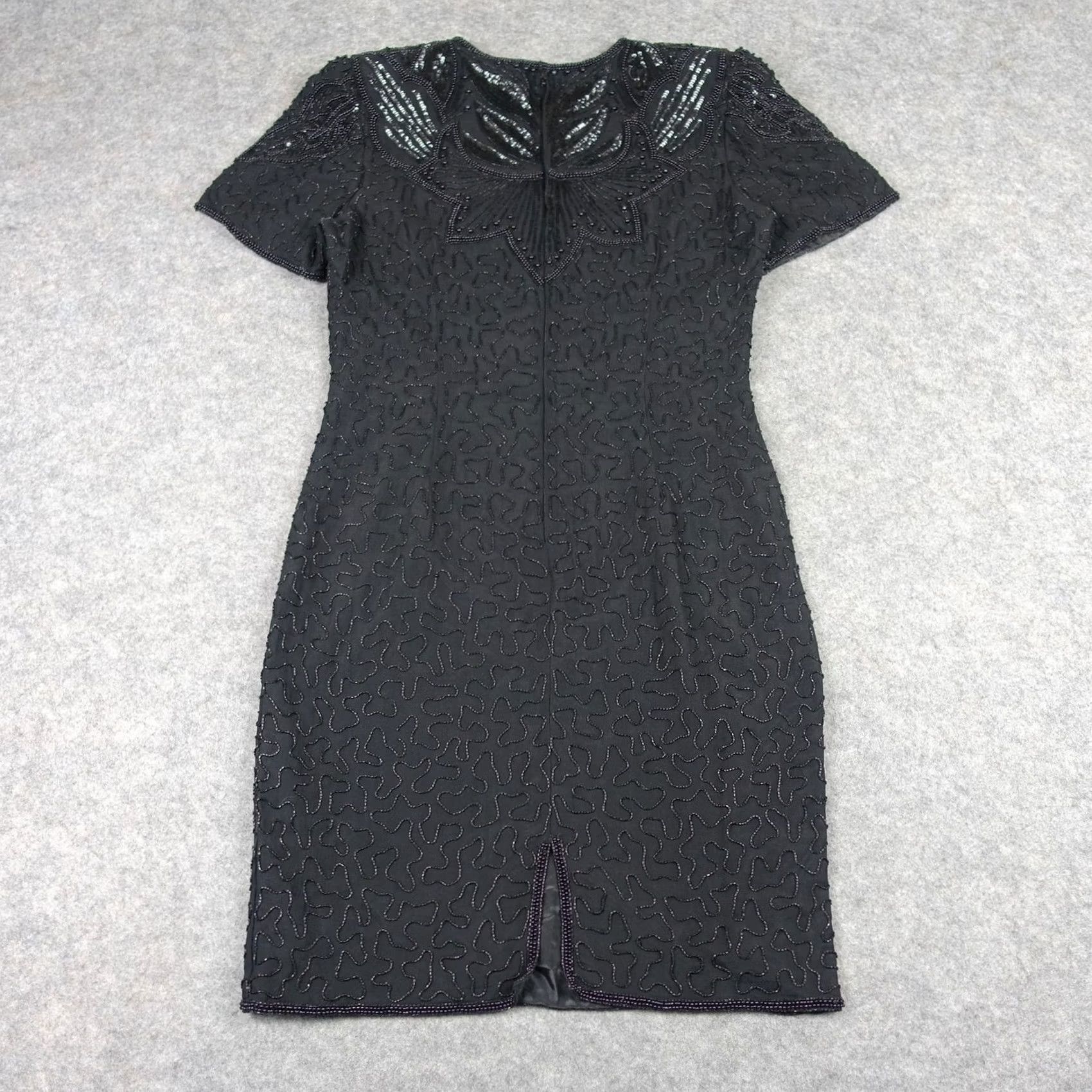 Adrianna Papell VINTAGE Adrianna Papell Dress Womens 12 Silk Beaded Sequin Evening Gown 90s VTG Size XL / US 12-14 / IT 48-50 - 7 Thumbnail
