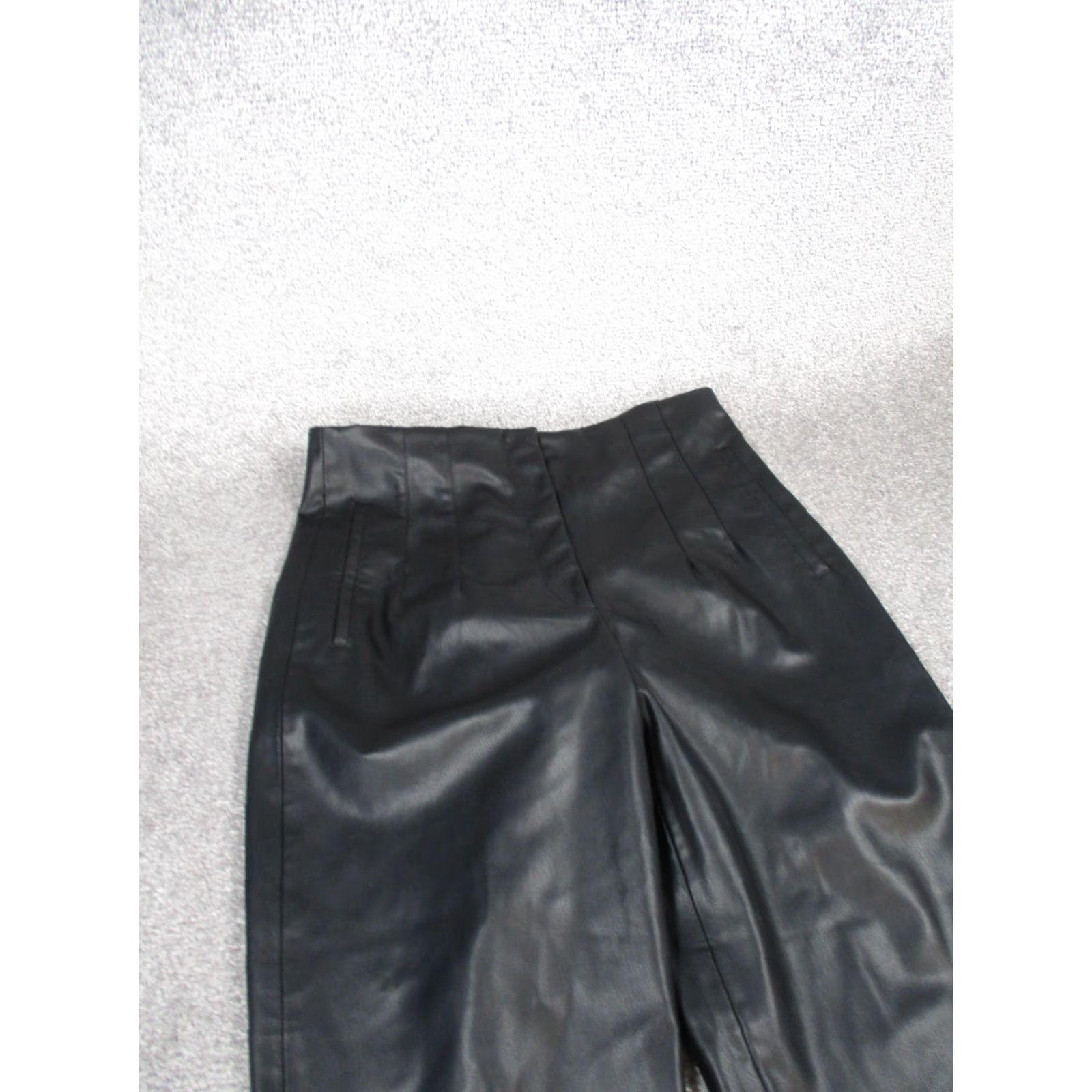 Zara Zara Pants Adult Large Black Faux Leather Tapered Dress Pants Womens Size 36" / US 14 / IT 50 - 2 Thumbnail