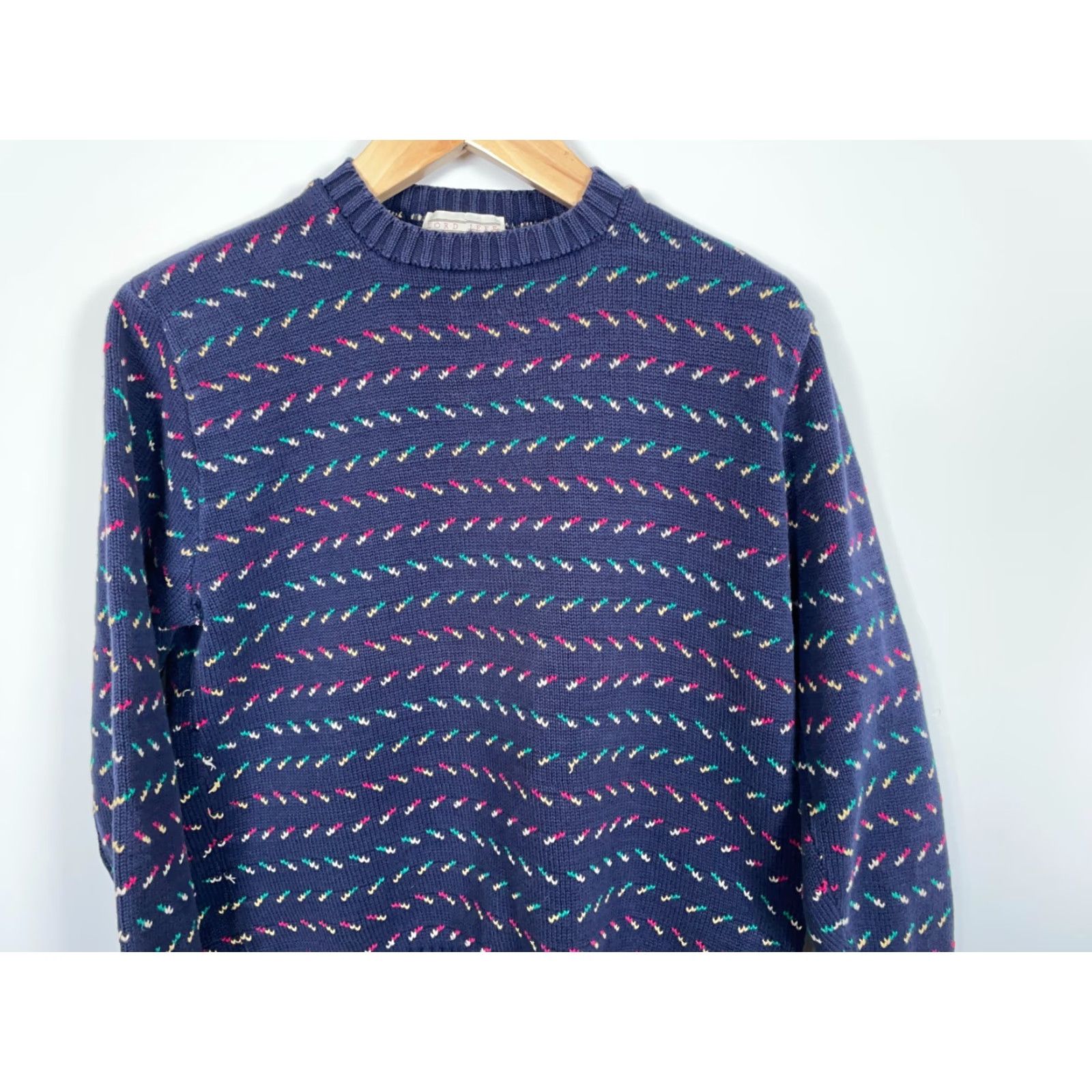Vintage Vintage Yes Lord Jeff 80s Sweater Adult Large XL Tag Dark Blue Geometric Pattern Cotton Size US L / EU 52-54 / 3 - 4 Thumbnail