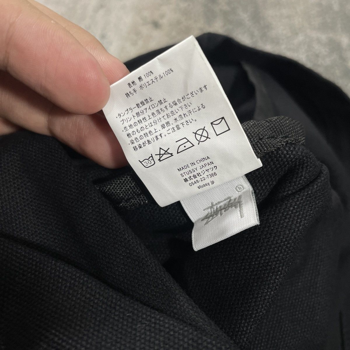 Stussy STUSSY TOTE BAG CANVAS LOGO - BLACK Size ONE SIZE - 7 Thumbnail