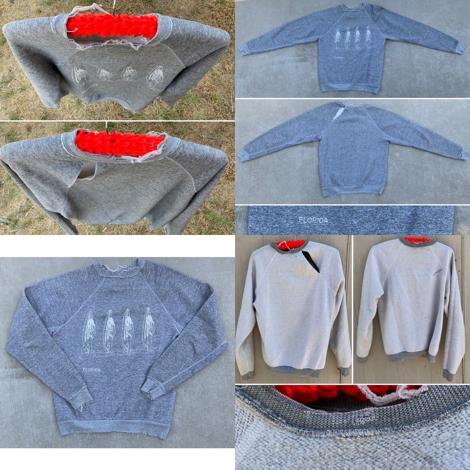 Vintage Vintage Florida Sweatshirt Surfer Girl Surfboard Graphic Raglan Long Sleeve Gray L Mens Shirts Pullover 70s 1970s Surfer Gift Size US L / EU 52-54 / 3 - 9 Thumbnail