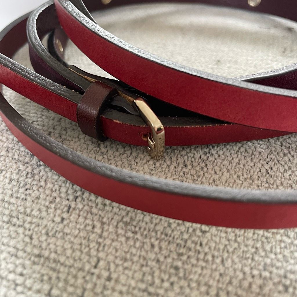 Patrizia Pepe Patrizia Pepe Italian Leather Belt Gold Fly Charm Red Burgun Size ONE SIZE - 4 Thumbnail