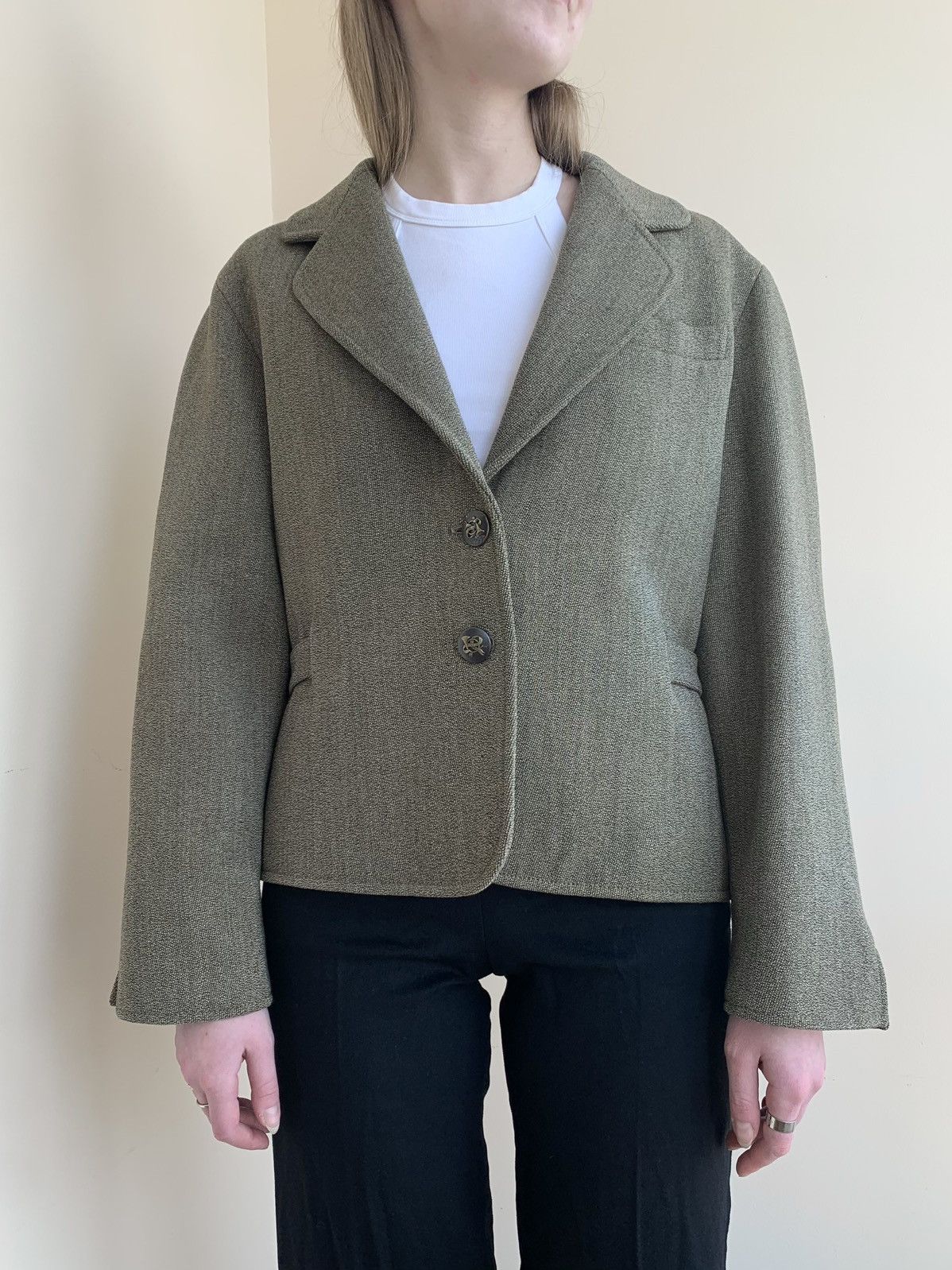 Hermes Sellier Paris Equestrian Riding Wool Tweed Blazer Jacket 80s Size L / US 10 / IT 46 - 4 Thumbnail
