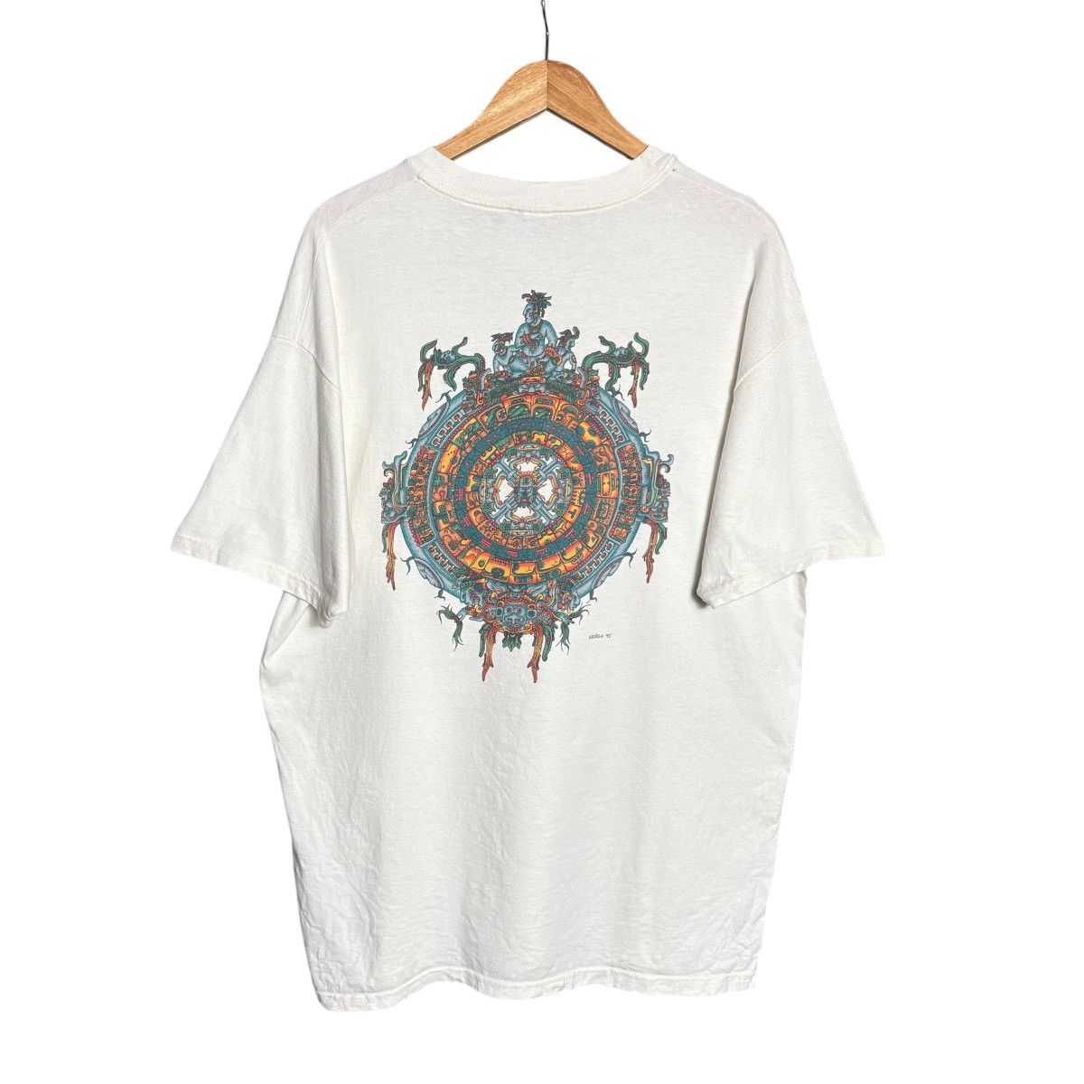 Vintage Vintage 90s Savage Mayan Art T-Shirt Size US XL / EU 56 / 4 - 1 Thumbnail