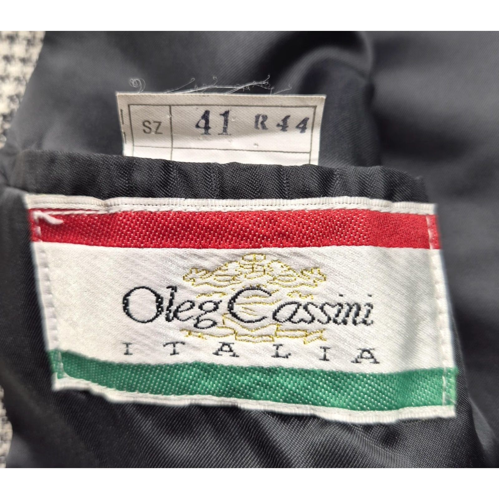 Oleg Cassini VINTAGE Oleg Cassini Blazer Mens 44R Gray Houndstooth Sport Coat 2 Button Jacket Size 44R - 6 Thumbnail