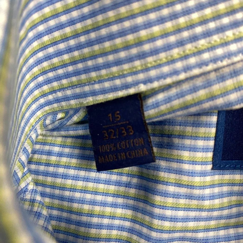 David Donahue David Donahue Shirt Men's 15 Plaid Trim Button Up 32/33 Size US S / EU 44-46 / 1 - 4 Thumbnail