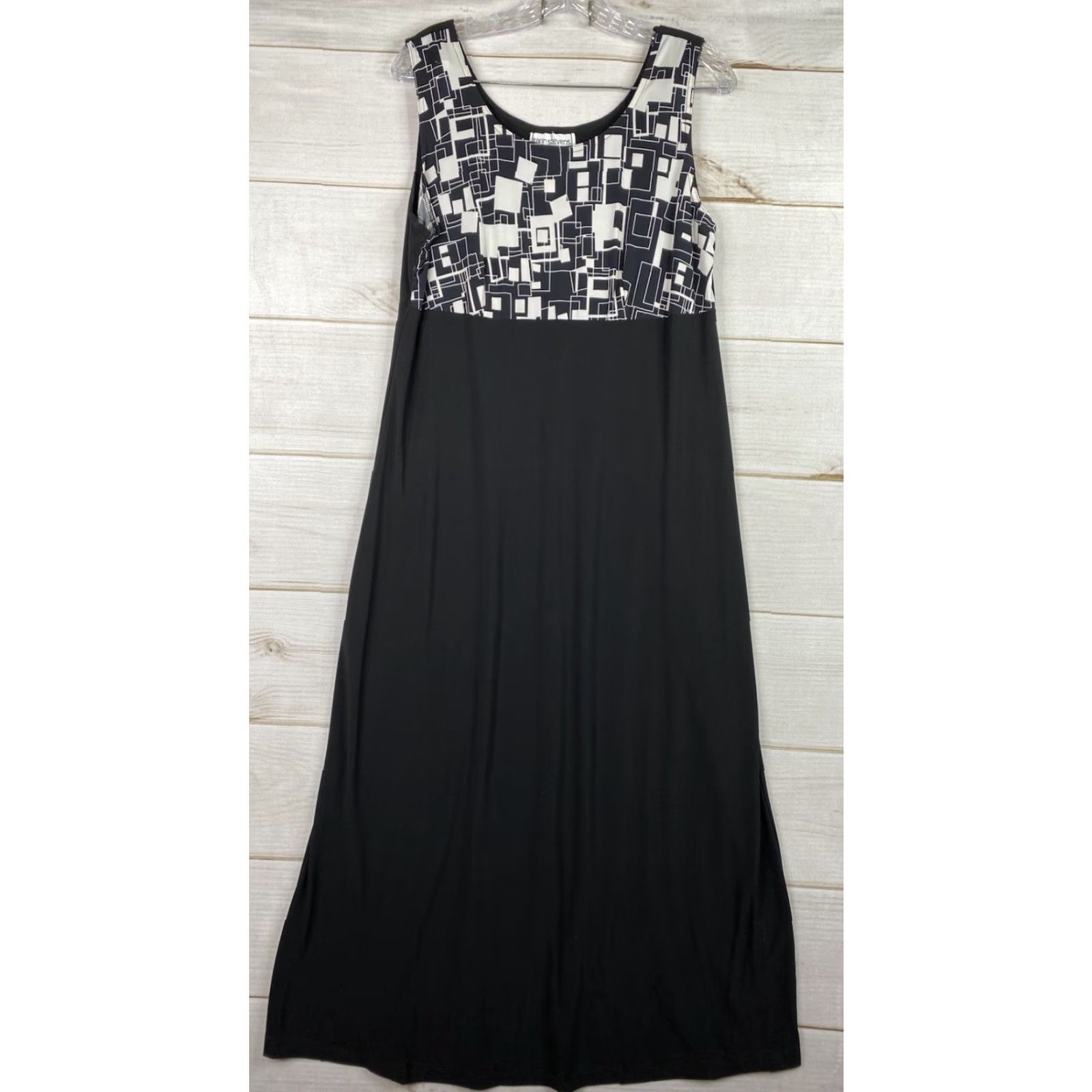 Vintage VINTAGE Karin Stevens Dress Geometric 14P Maxi Tank Dress & Jacket Black 90s Slit NWT Women Womens Size XL / US 12-14 / IT 48-50 - 6 Thumbnail