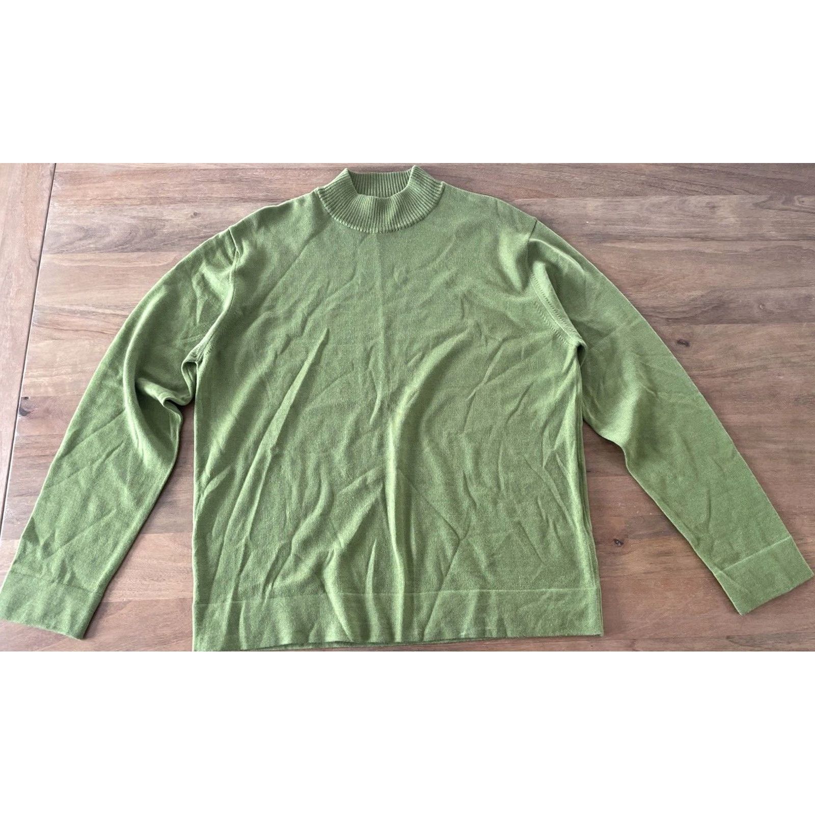 Vintage VINTAGE NANI BON Sweater Mens M Green 100% Wool Mock Neck Cable-Knit Classic Designer Italy Size US M / EU 48-50 / 2 - 2 Thumbnail
