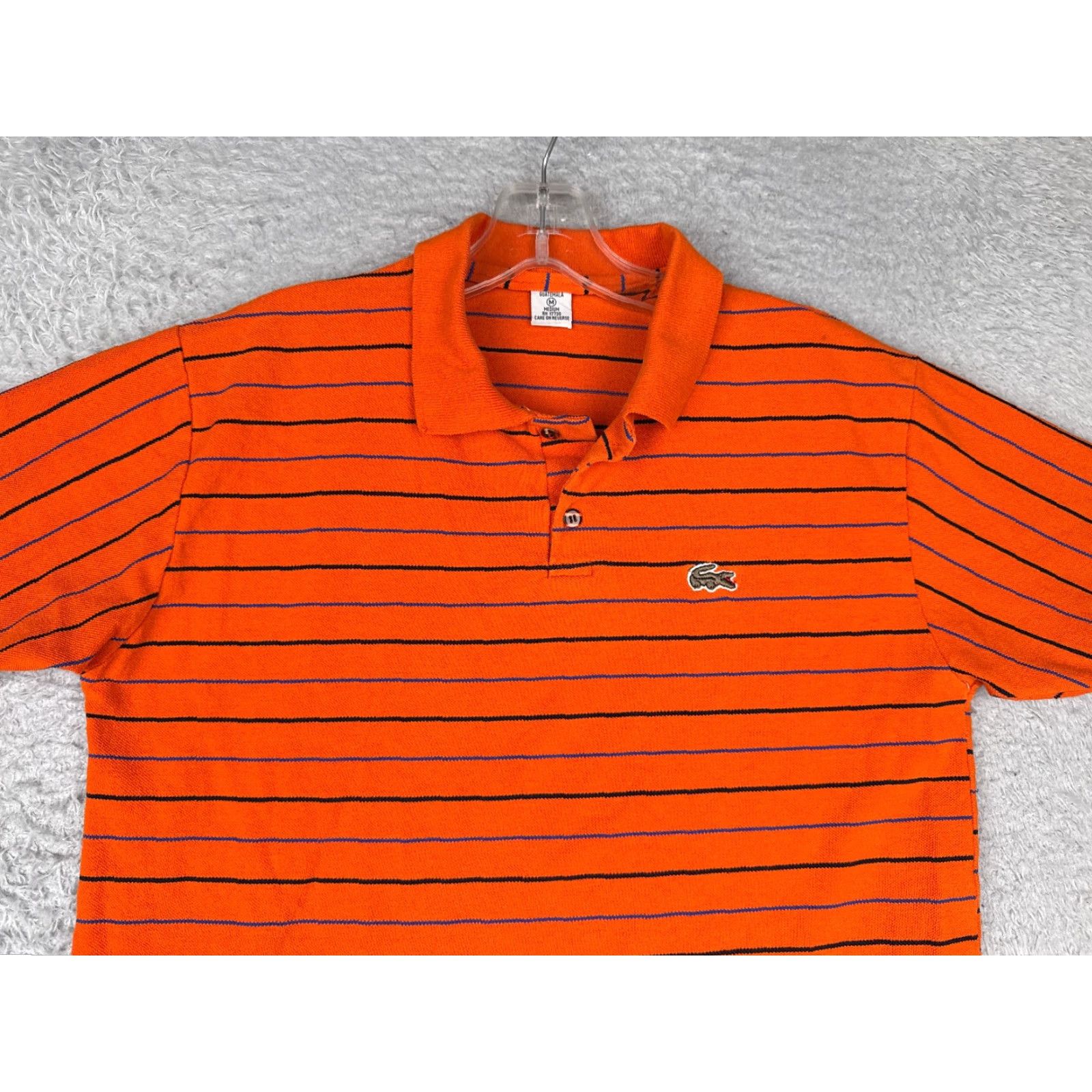 Vintage Polo Shirt Men Medium Orange Stripe Short Sleeve 100% Cotton Embroidered Mens Size US M / EU 48-50 / 2 - 4 Thumbnail
