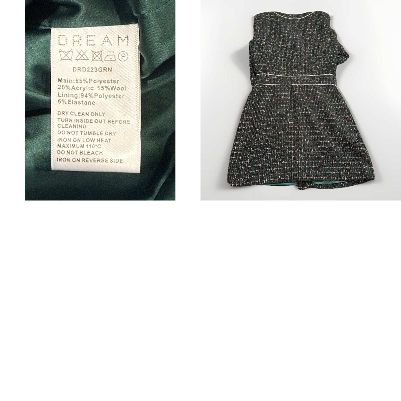 Vintage Sister Jane Dream Katarina Tweed Mini Sequin Dress Green M Womens Crew Neck Long Sleeve Party Cocktail Vintage-Inspired Old Money Size M / US 6-8 / IT 42-44 - 8 Thumbnail