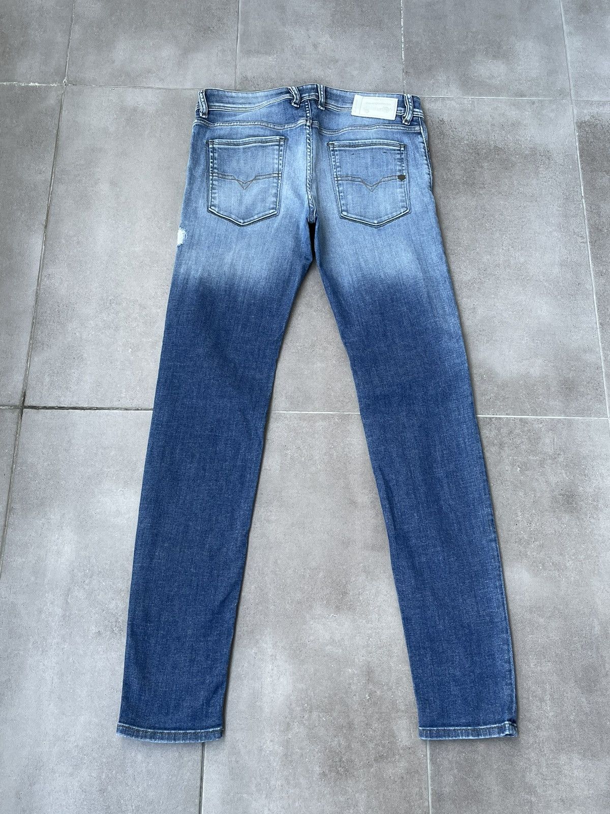Diesel Diesel SLEENKER Distressed Multi Indigo Denim Pants Size US 31 - 14 Thumbnail