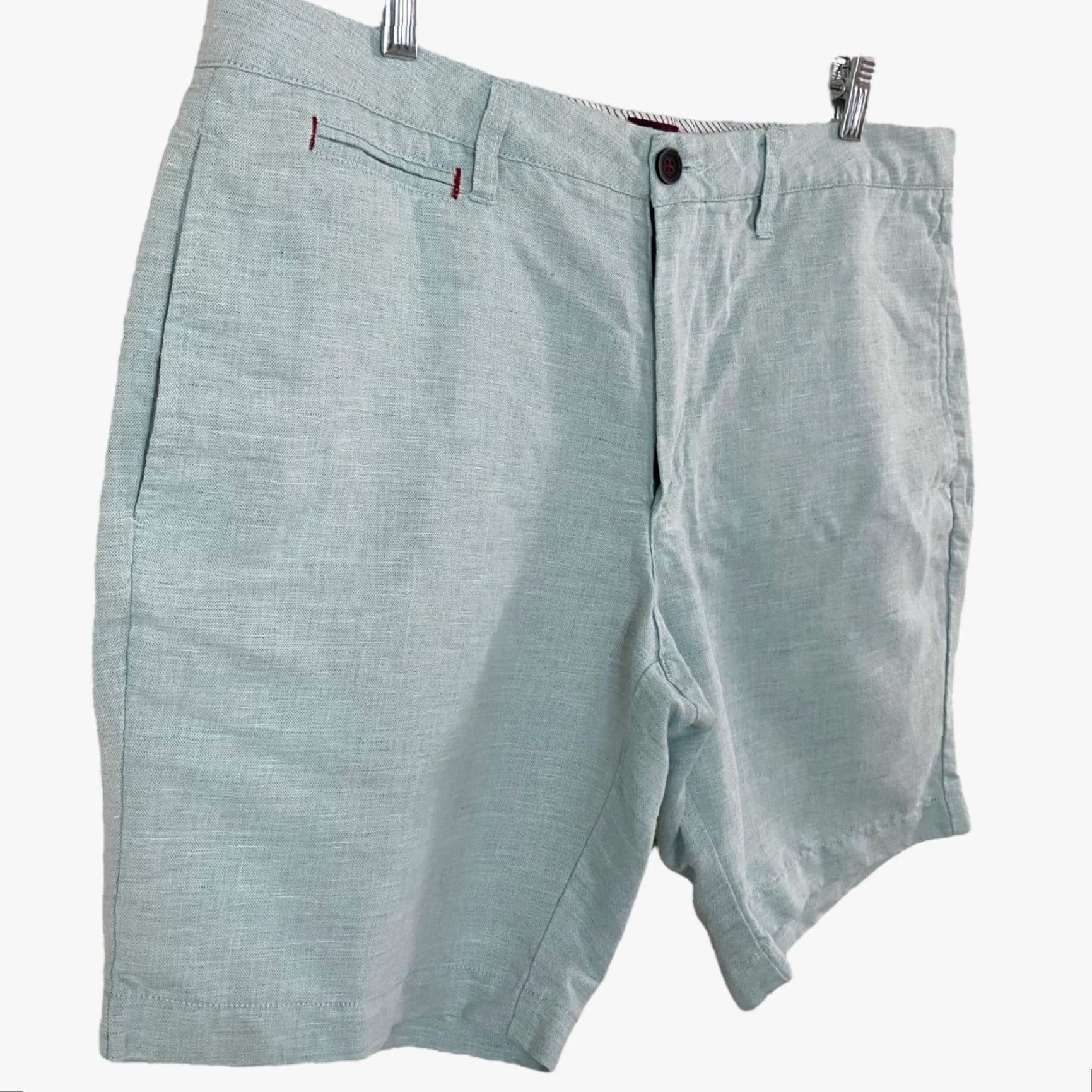 UNTUCKit UNTUCKit Paumanok Golf Shorts Light Green Flat-Front Linen Chinos Men 36 5-Pocket Casual Travel Size US 36 / EU 52 - 2 Thumbnail