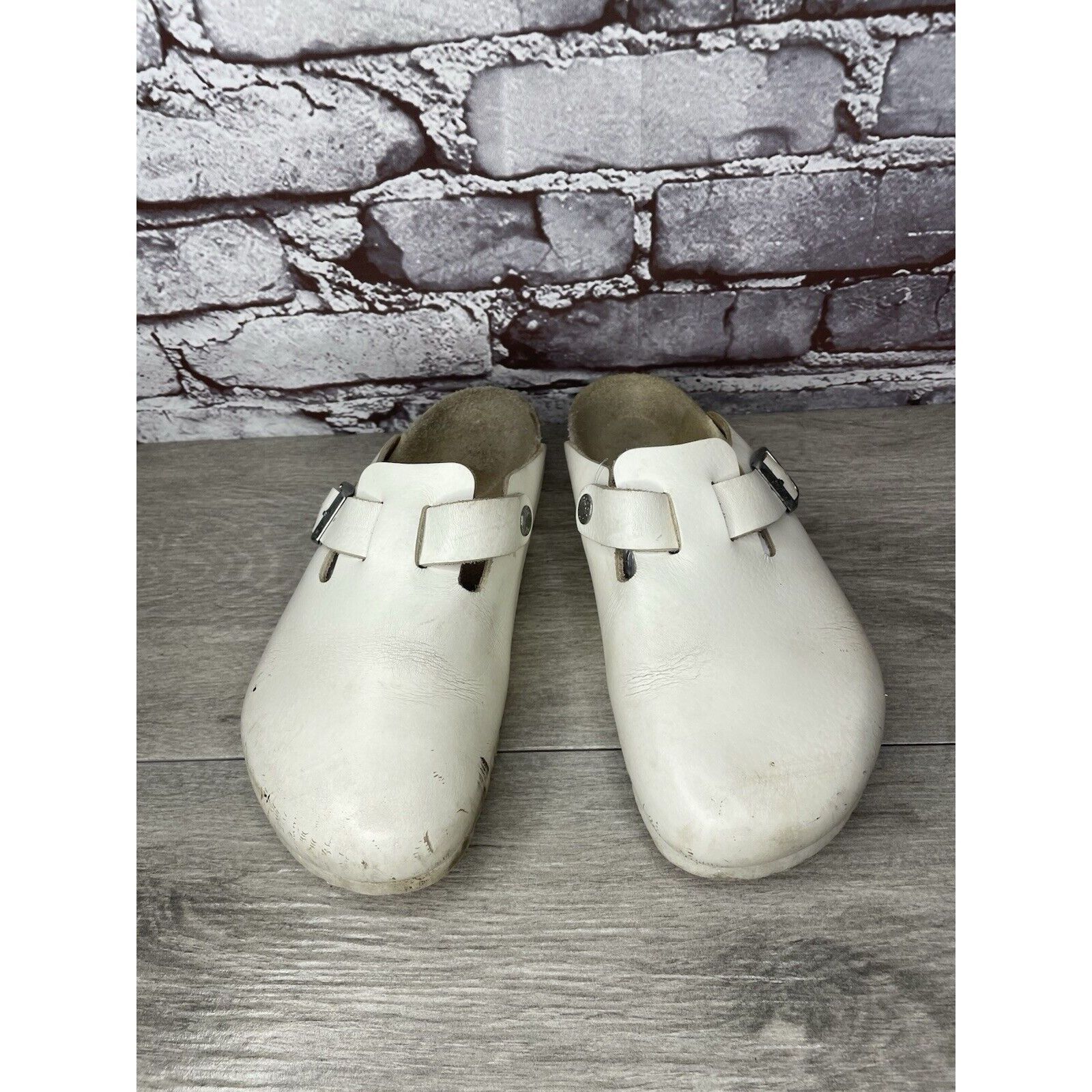Birkenstock Birkenstock Boston White Leather Strap Slides Clogs Shoes Wo Size US 6.5 / IT 36.5 - 2 Thumbnail