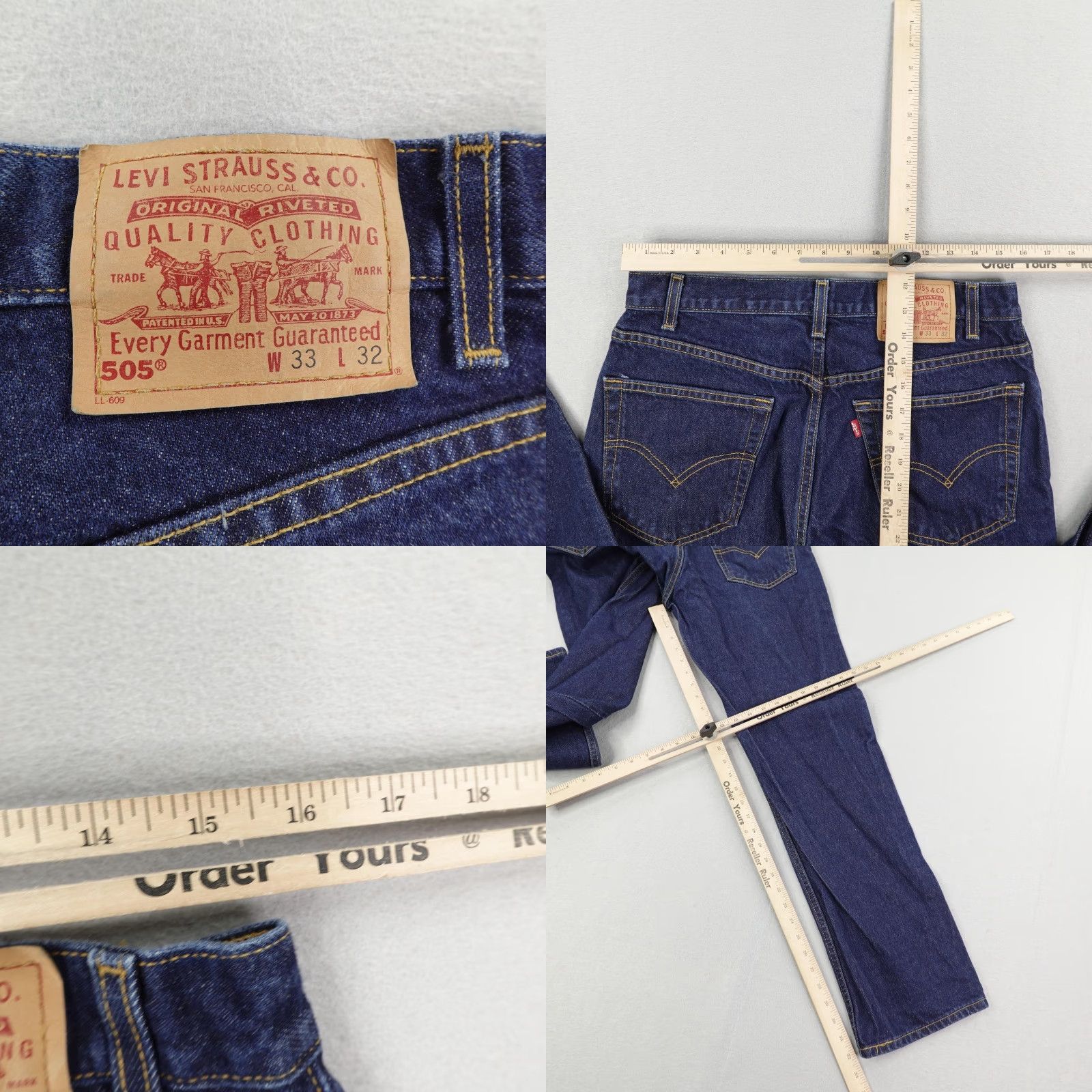Levi's VINTAGE Levi's Jeans Mens 33x32 Denim 505 Regular Fit Straight Leg Dark Wash Retro Authentic Size US 33 - 8 Thumbnail