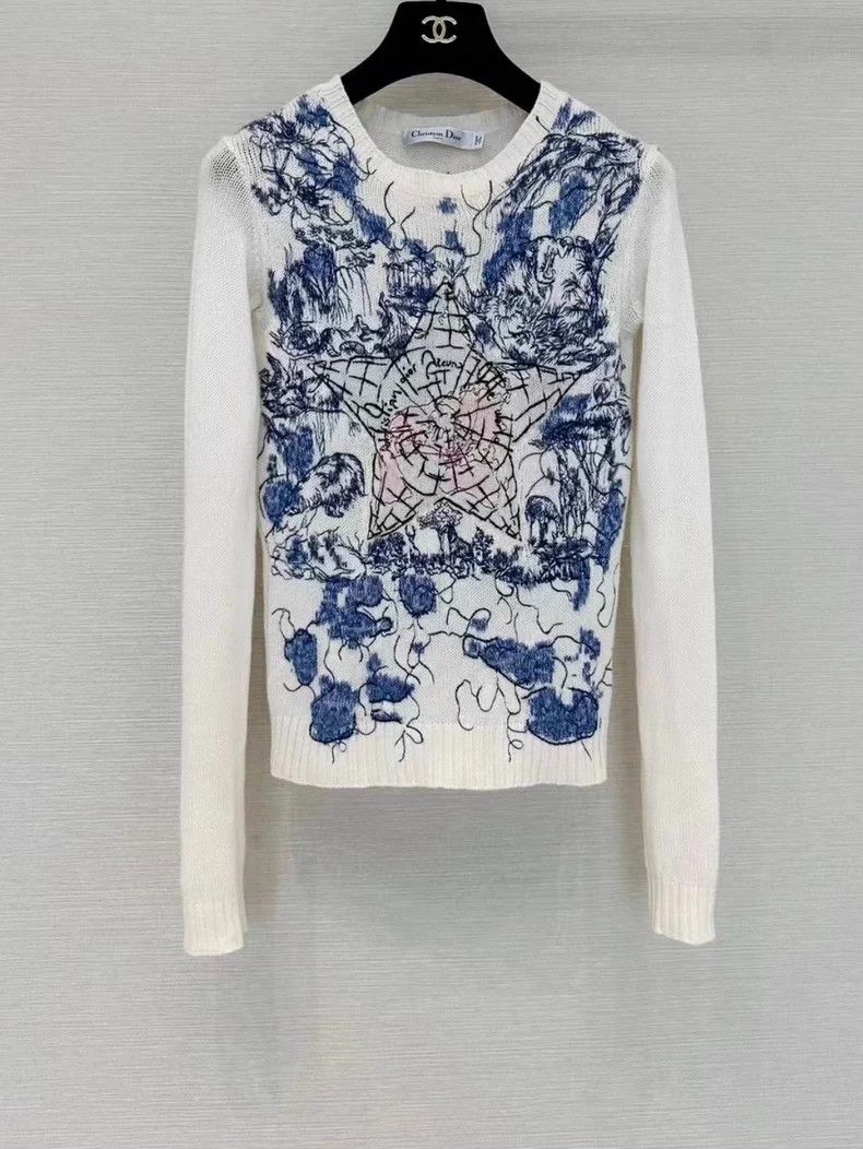 Dior Star Embroidery Cashmere Sweater - dmc