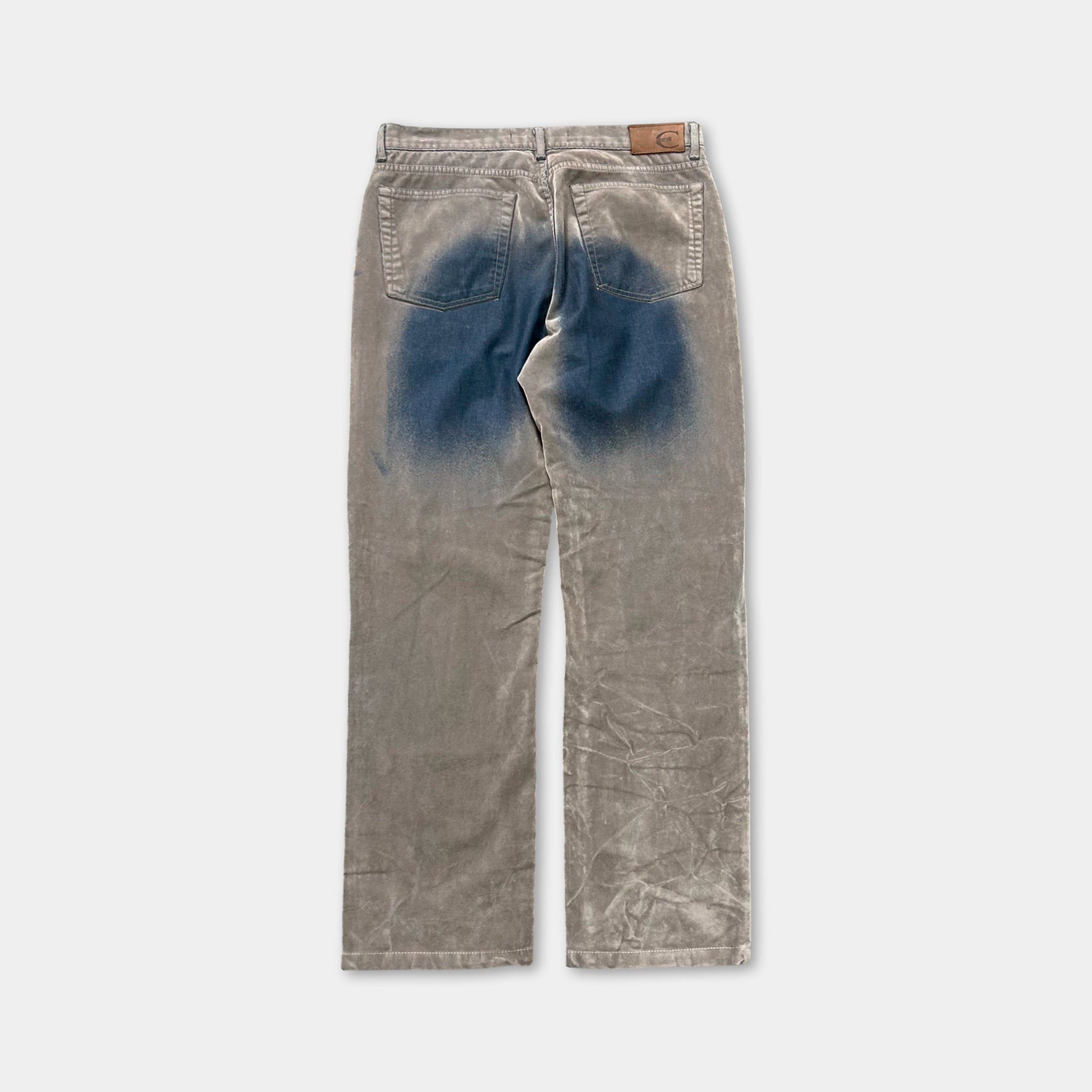 Just Cavalli Just Cavalli Suede Beige and Blue Straight Leg Pants Size US 35 - 5 Thumbnail