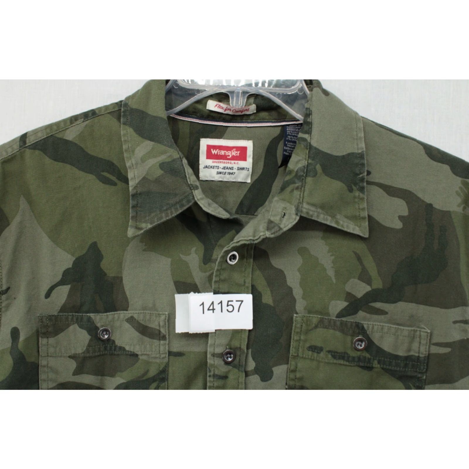 Wrangler VINTAGE Wrangler Camo Flex Shirt Men's L Woodland Camo Hunting Prepper Military Shirt Size US L / EU 52-54 / 3 - 8 Thumbnail