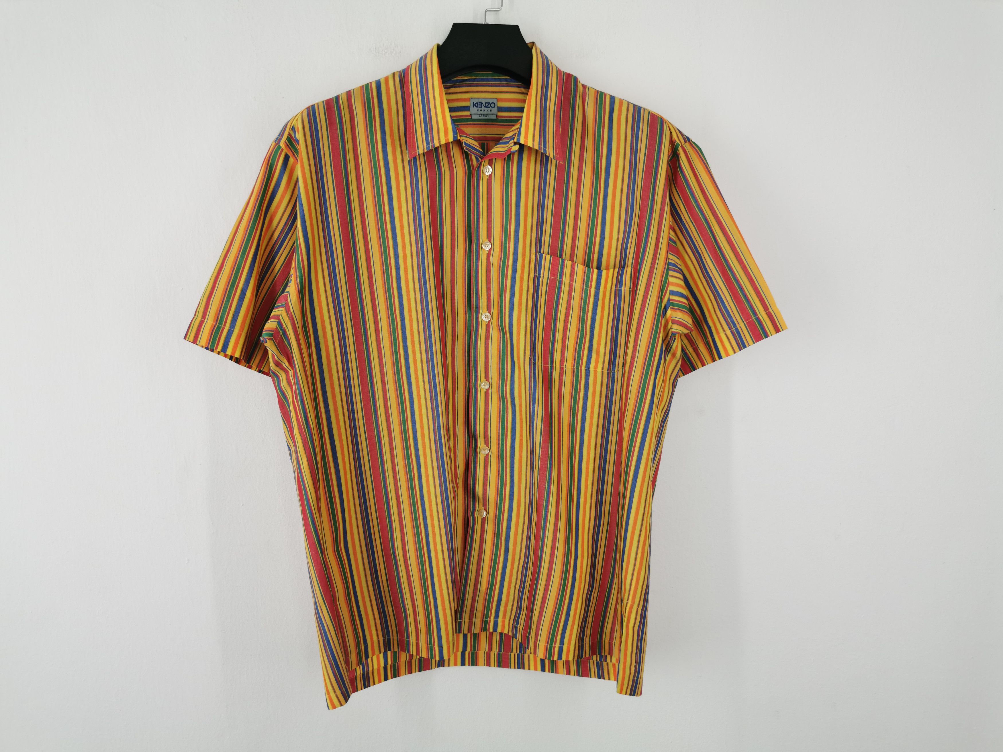 Kenzo Stripe Button Shirt Short Sleeve Size XL