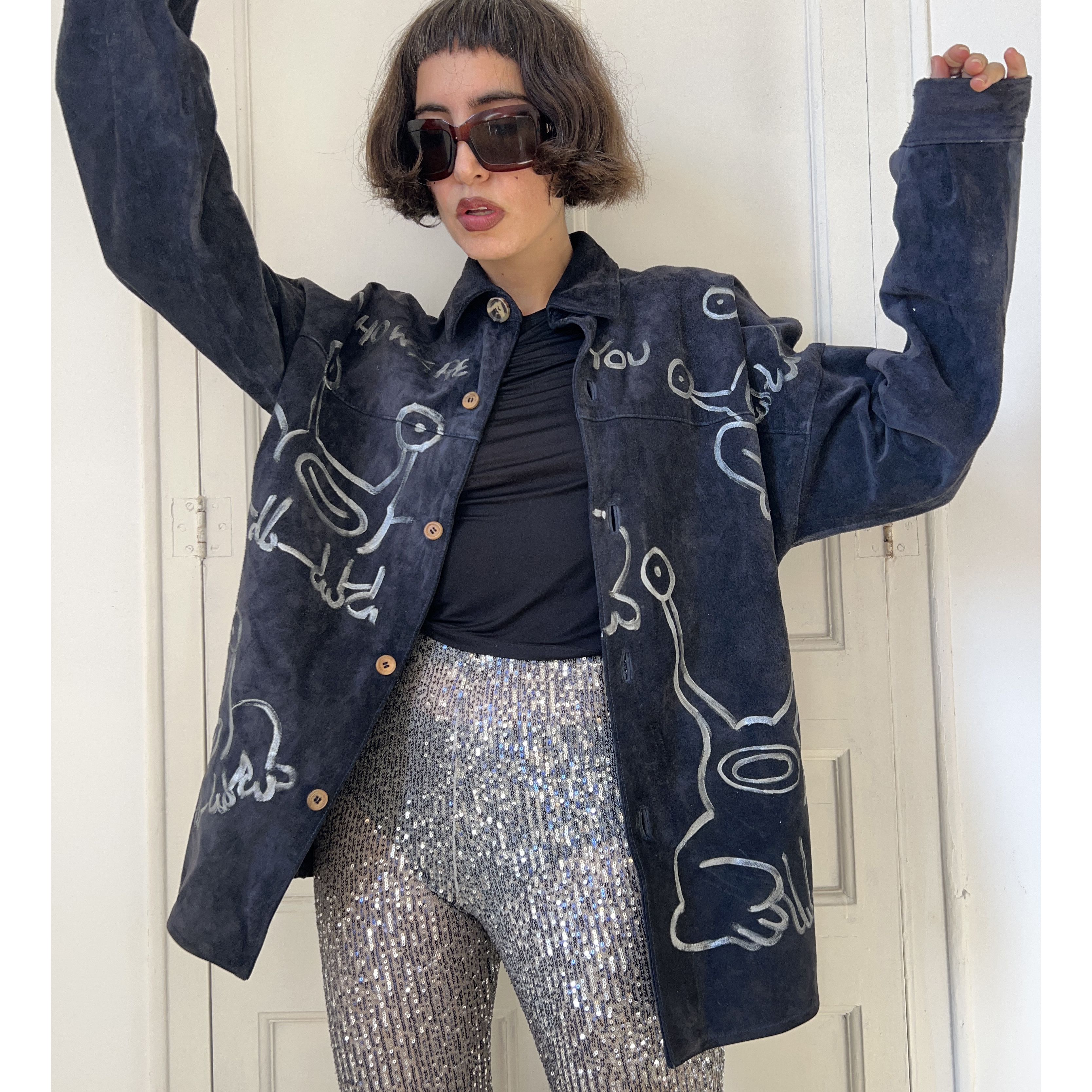 Custommade Vintage Custom Alien Navy Suede Jacket Coat Size M / US 6-8 / IT 42-44 - 3 Thumbnail