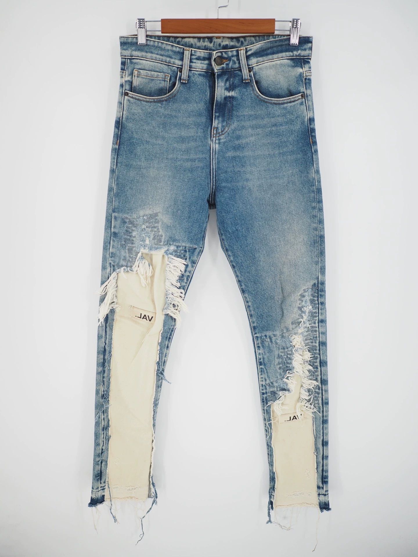 SS21 VAL KRISTOPHER Blue Ripped Slim-Fit Jeans