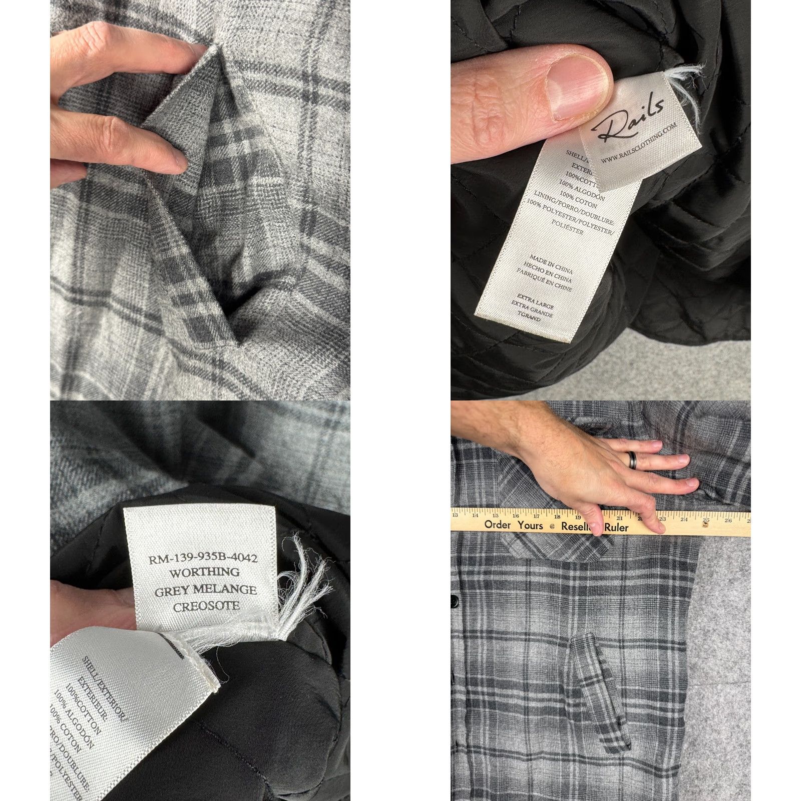 Rails Rails Jacket Shacket Men XL Plaid Flannel Button Lined Worthing Shadow Size US XL / EU 56 / 4 - 8 Thumbnail