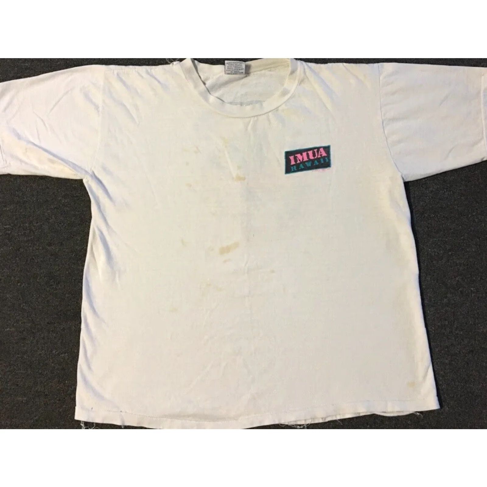 Vintage VINTAGE 80s Stegosaurus Beer Hawaii Shirt Mens Small White Distressed Grunge Band Tee S M Beach Bar humor Size US S / EU 44-46 / 1 - 2 Thumbnail