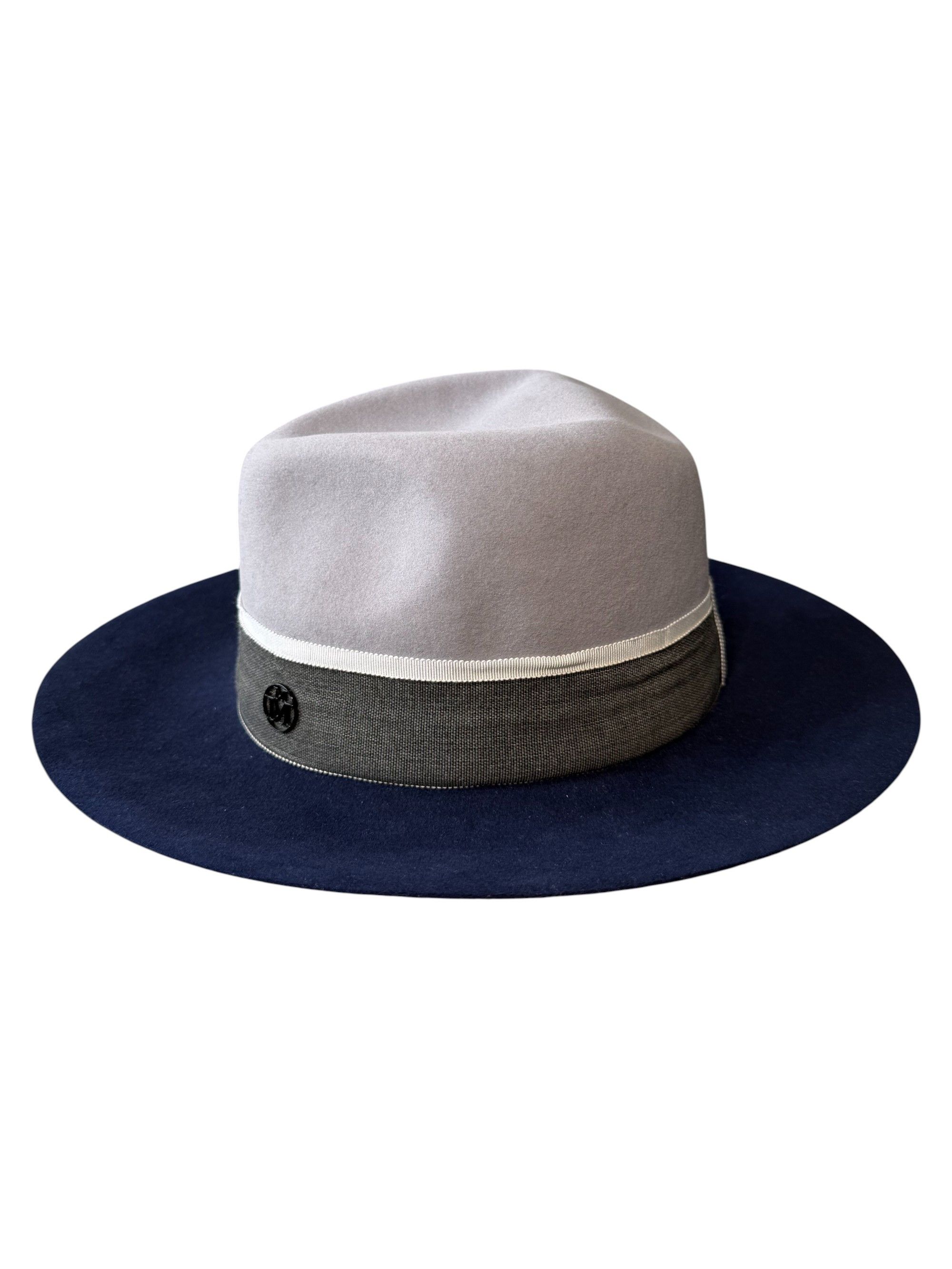 Maison Michel Maison Michel Paris Grey and Navy Virginie Wool-Felt Hat Size ONE SIZE - 1 Thumbnail