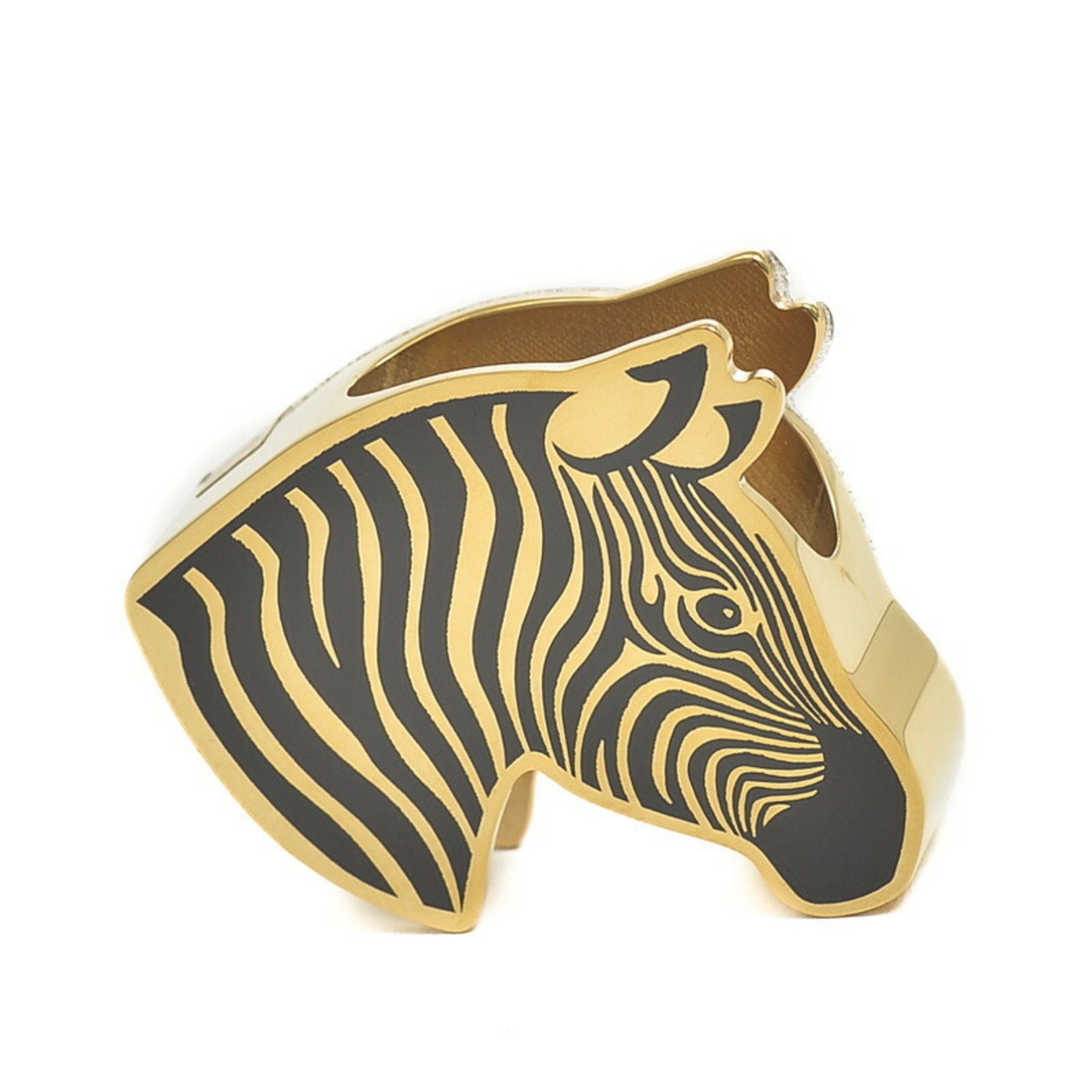 image of Hermes Scarf Ring Zebra Gold Black, Women's