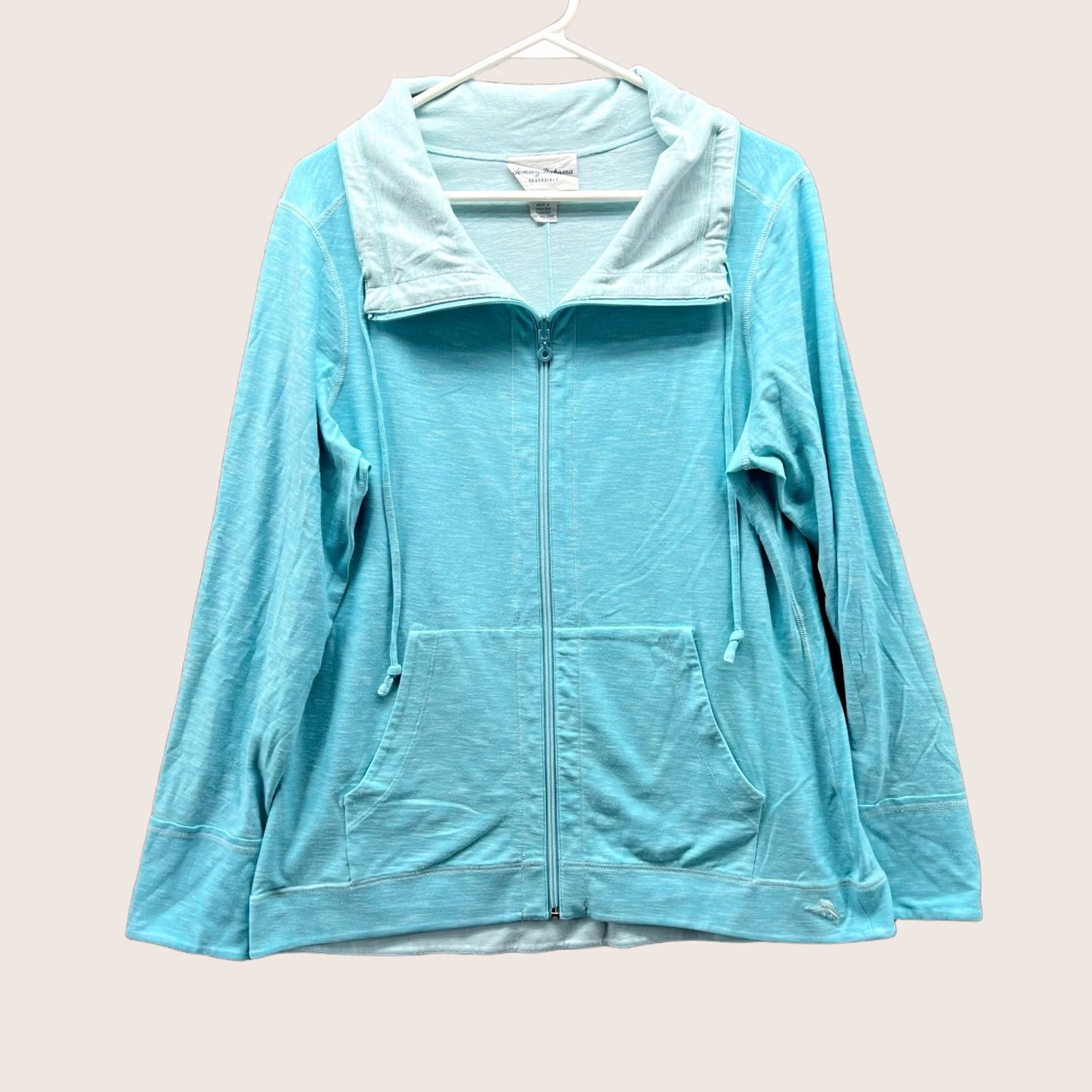 Tommy Bahama VINTAGE Tommy Bahama Sweater Womens Medium Blue Full Zip Reversible Sweatshirt Cotton Knit Fleece Logo 90s Mens Womens? Size M / US 6-8 / IT 42-44 - 1 Thumbnail
