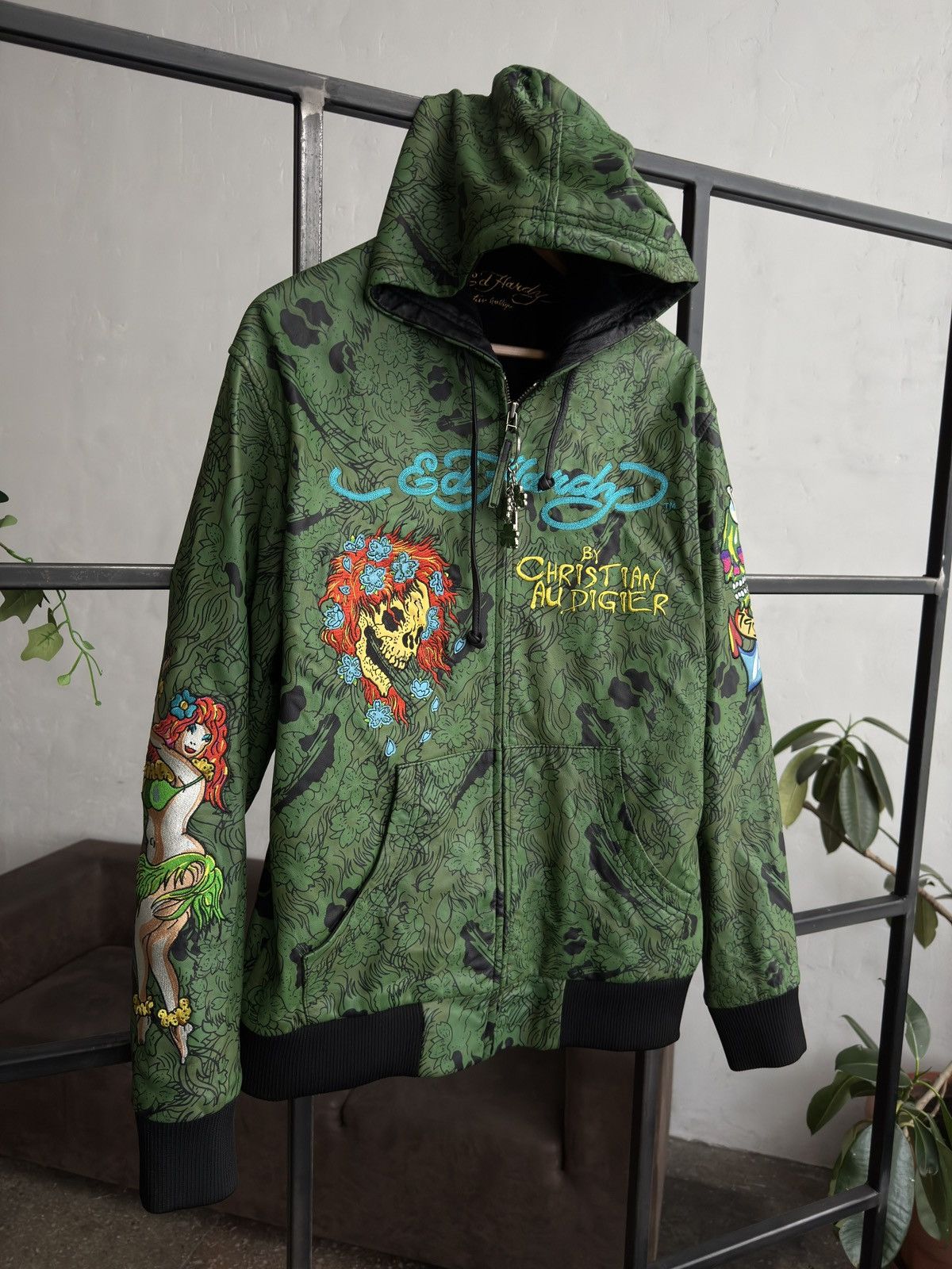 Ed Hardy Vintage Ed Hardy by Christian Audigier Leather Bomber Jacket Size US L / EU 52-54 / 3 - 11 Thumbnail