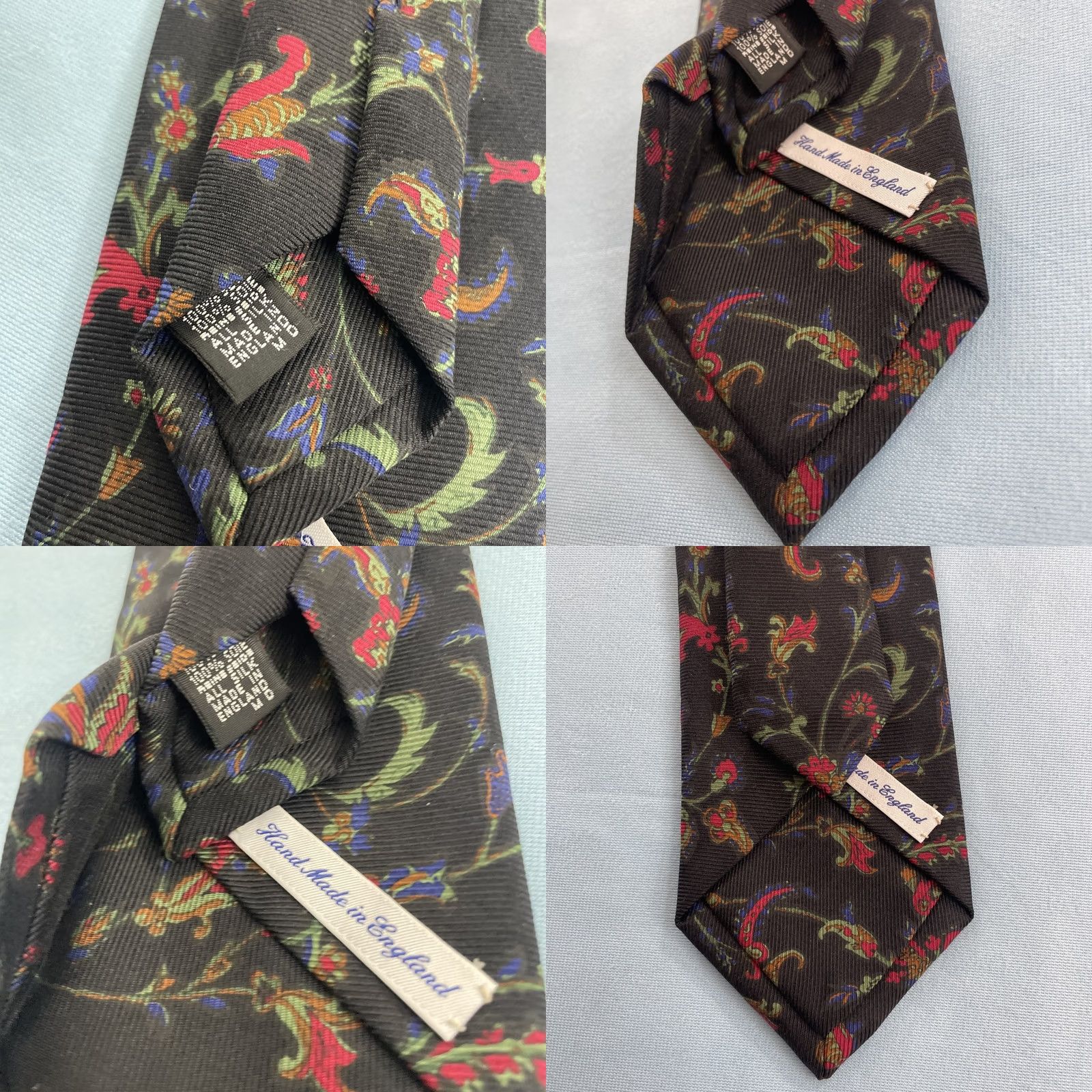 Vintage VINTAGE Drake's for Ben Silver Charleston Silk Tie Black Floral England Necktie 3.5x60" Size ONE SIZE - 10 Thumbnail