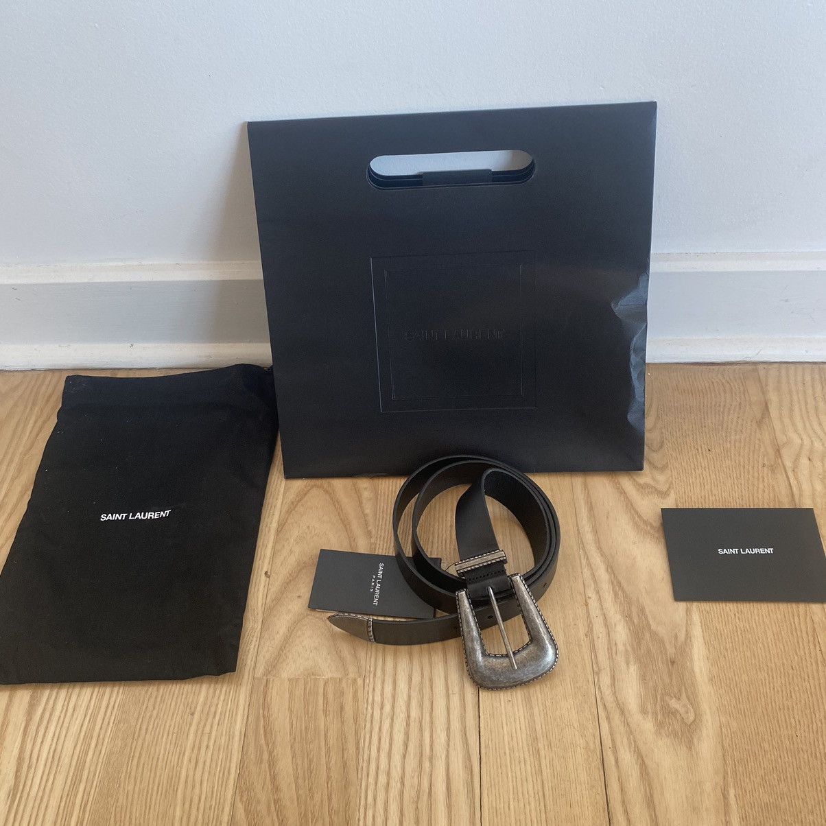 Saint Laurent Paris Saint Laurent SS21 YSL Leather Folk Western Buckle Belt 105 Size ONE SIZE - 1 Thumbnail