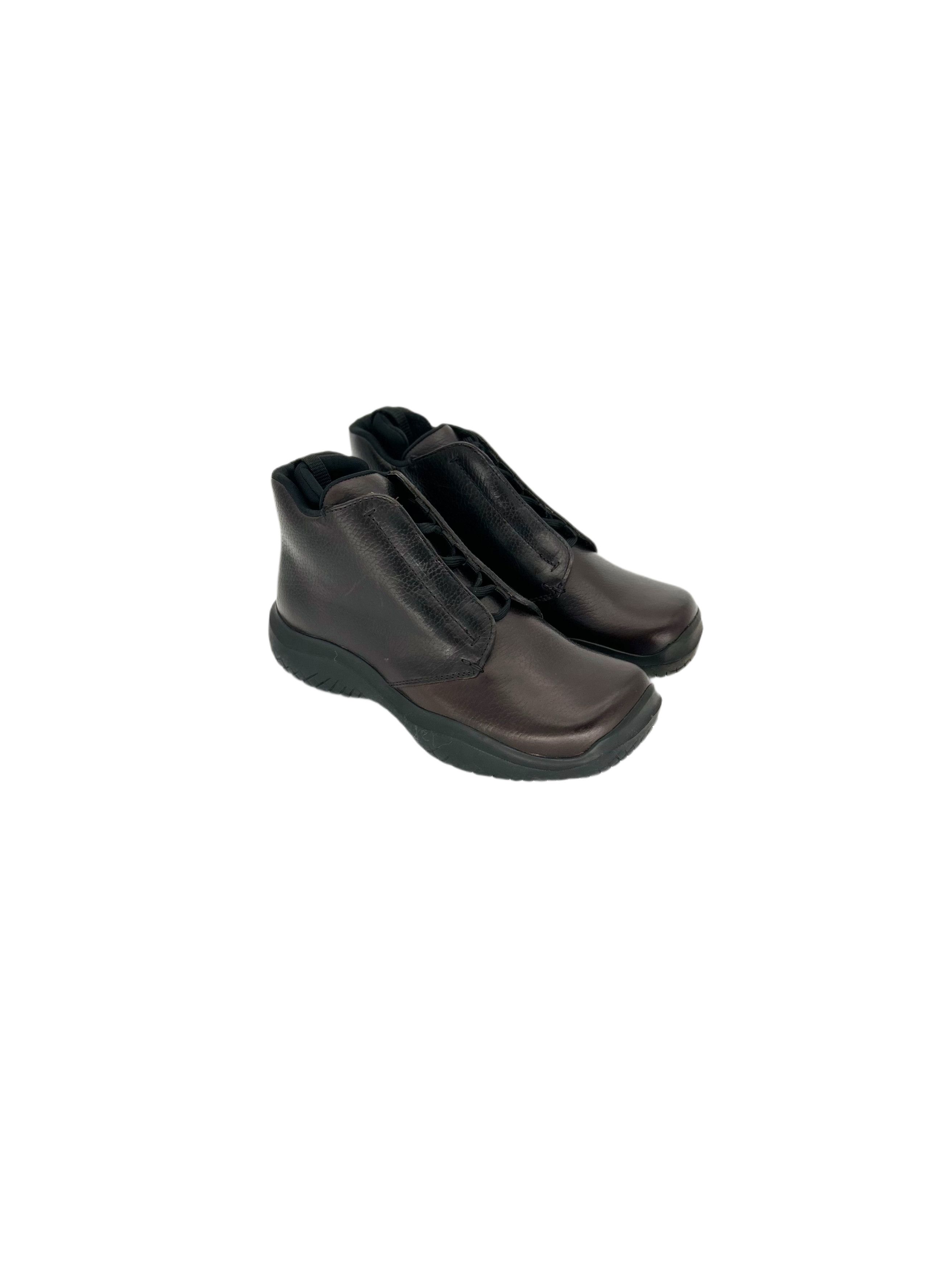PradaLineaRossa Dark Brown Calf Leather 'Derby' Walking Boot