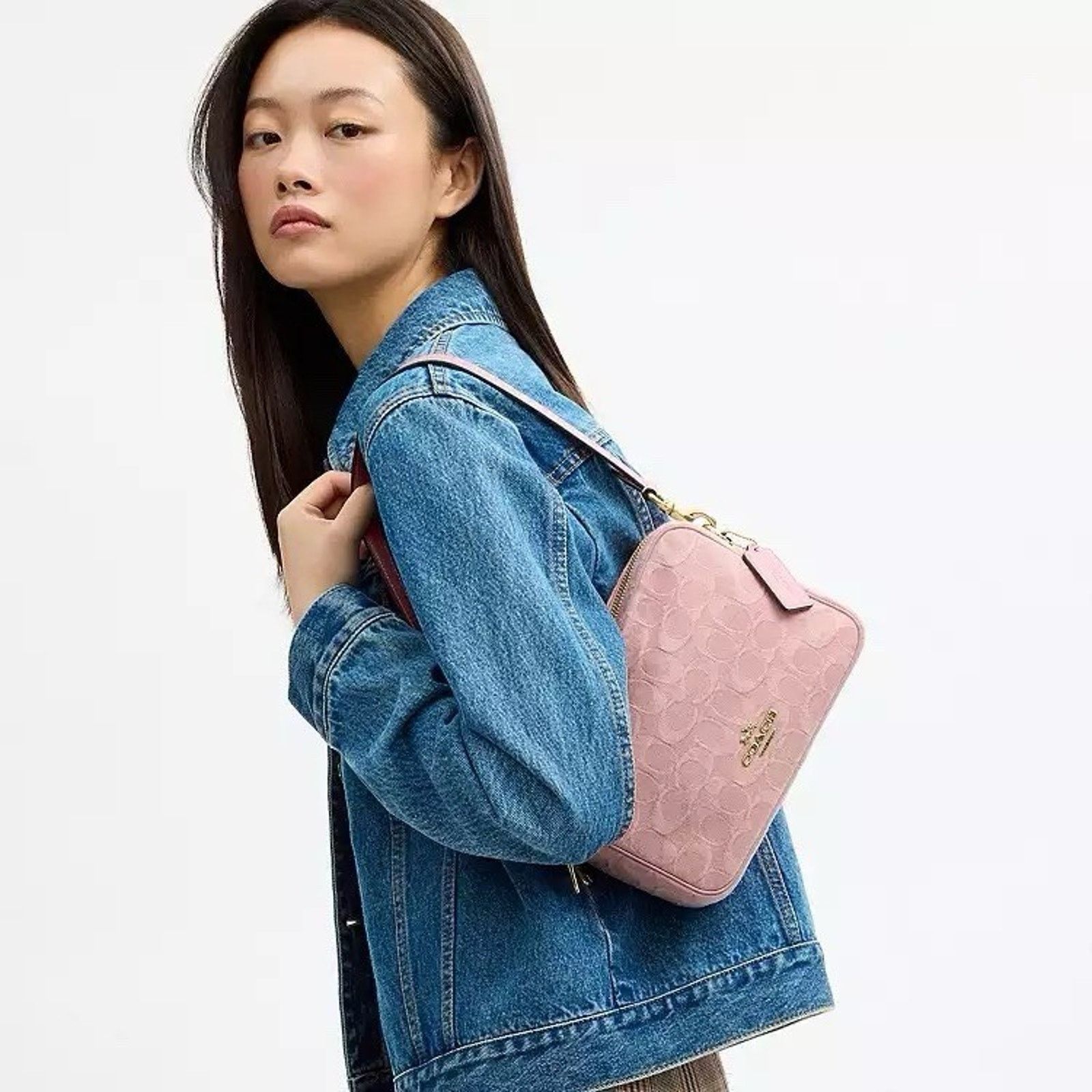 Coach NWT Coach Carey Crossbody Bag Signature Denim CER69 Pink Size ONE SIZE - 13 Thumbnail
