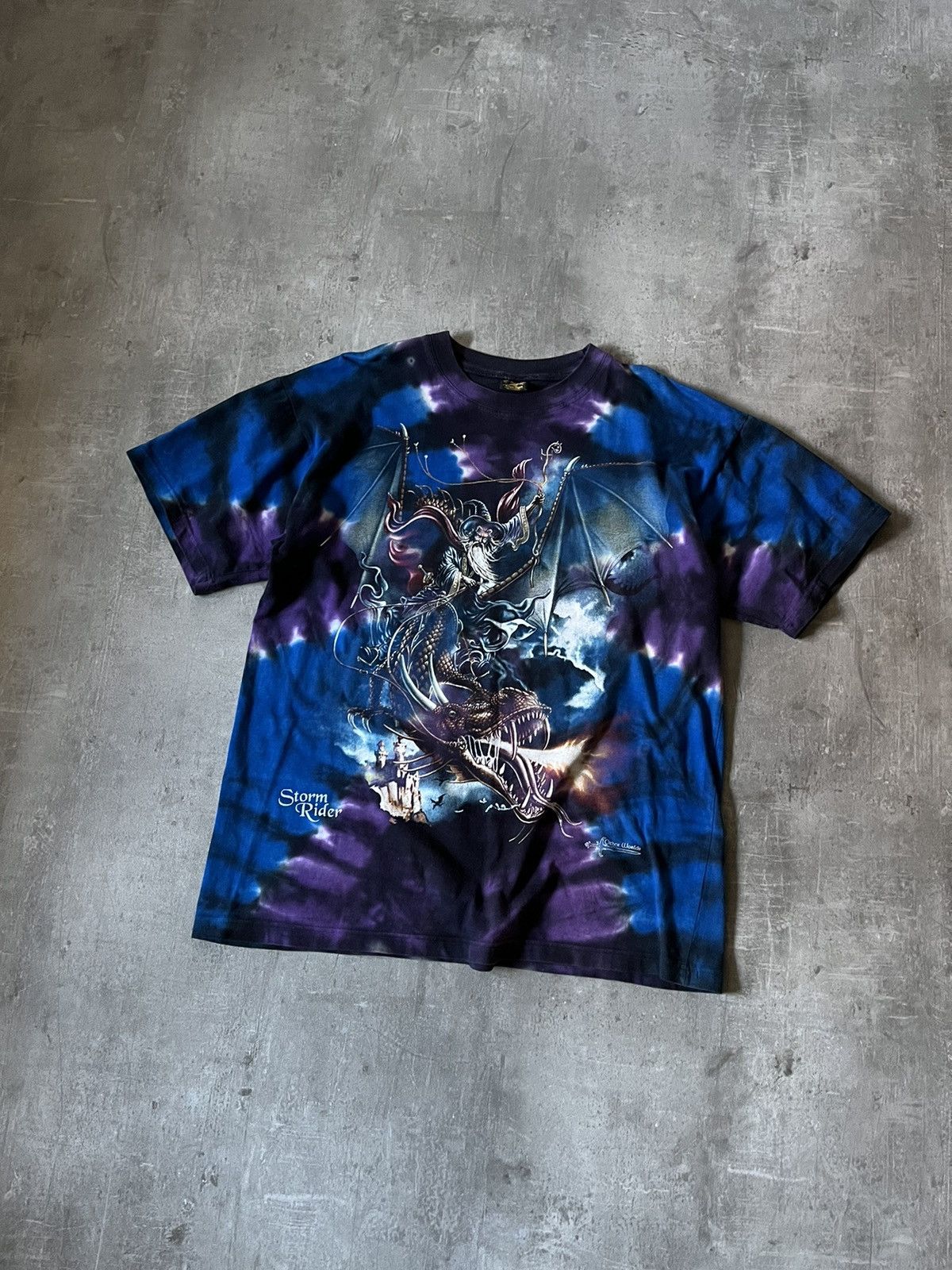 Vinatge Wizard and Dragon Storm Rider Toe Dye