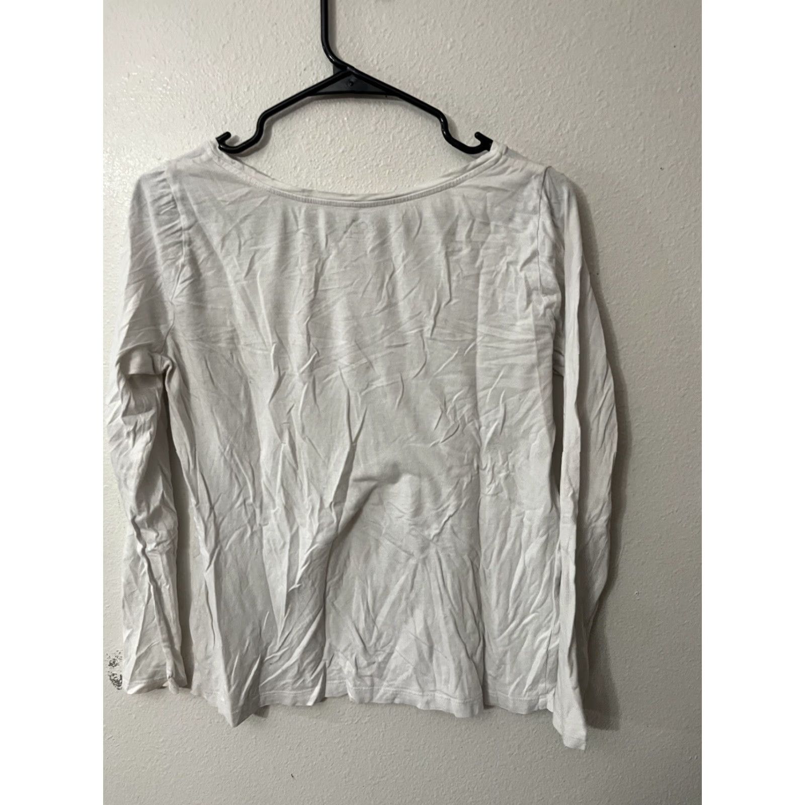 Ann Taylor Ann Taylor Loft Shirt Women Large White Cotton Blend Long Sleeve Round Neck Casual 90s American Womens Size L / US 10 / IT 46 - 3 Thumbnail