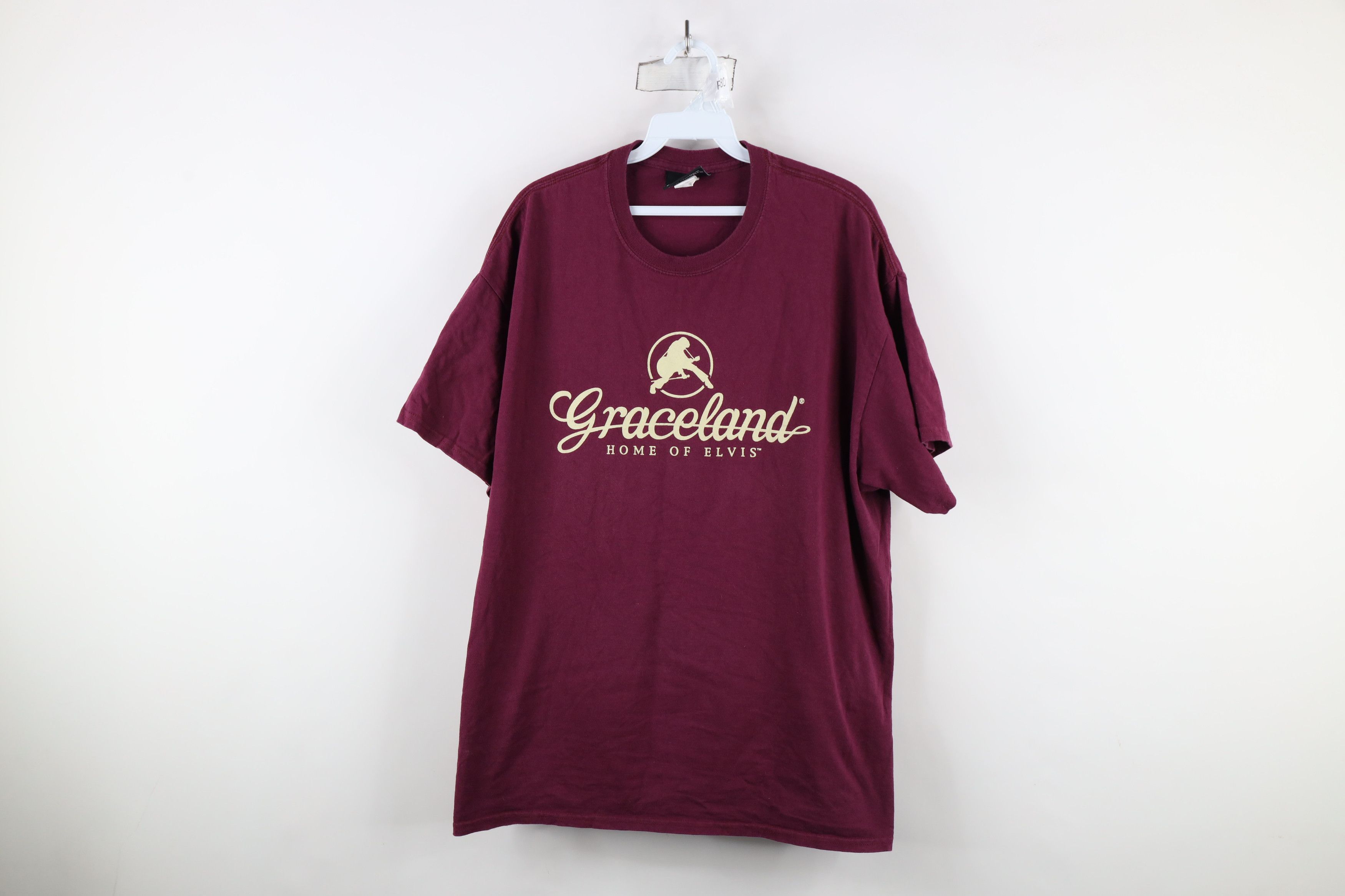 Vintage Vintage Y2K Spell Out Elvis Presley Graceland T-Shirt Maroon Size US XL / EU 56 / 4 - 1 Thumbnail