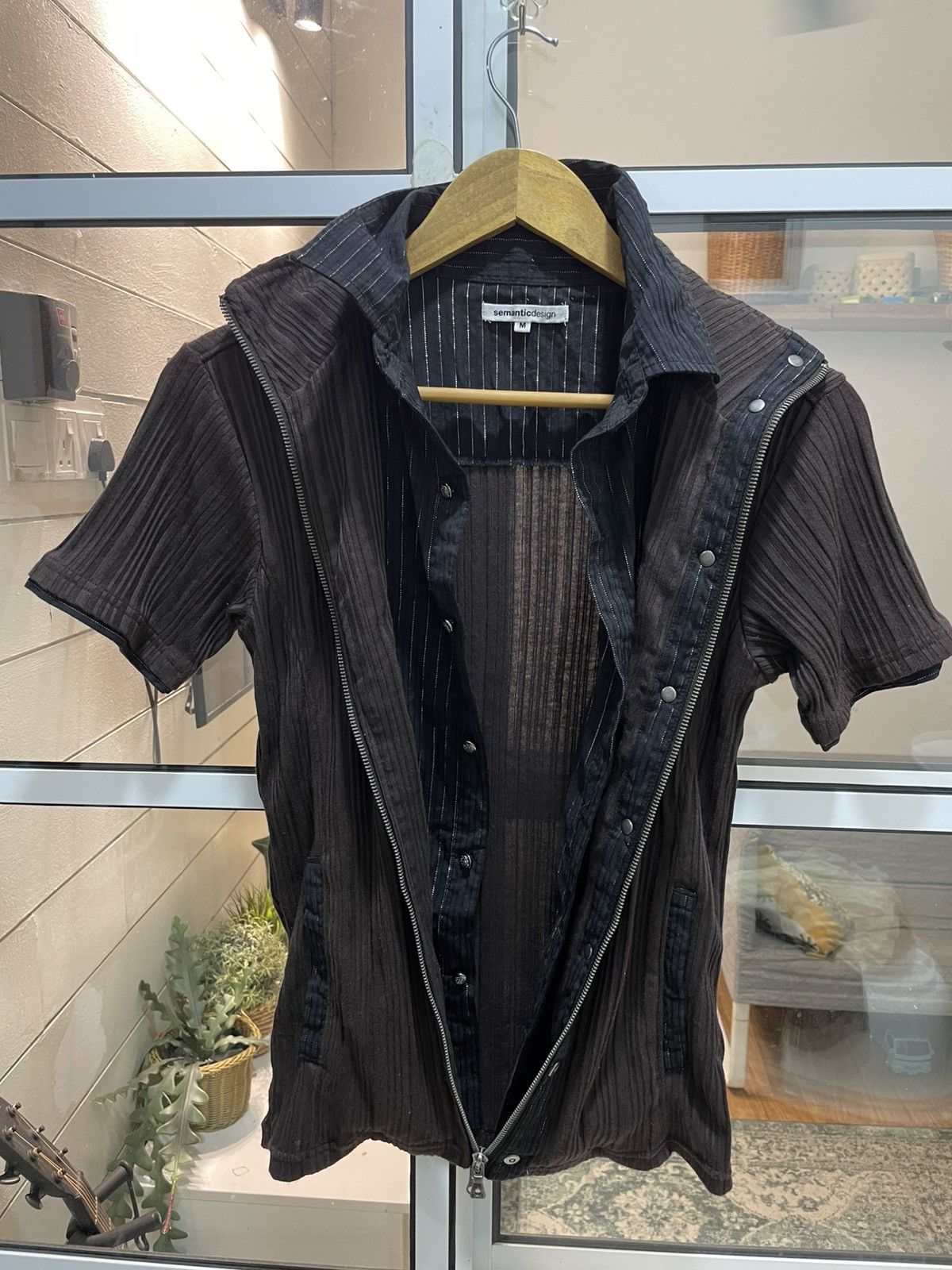 semanticdesign Semanticdesign Rare Double Layer Polos Zipper Pleated Shirt Size US S / EU 44-46 / 1 - 2 Thumbnail