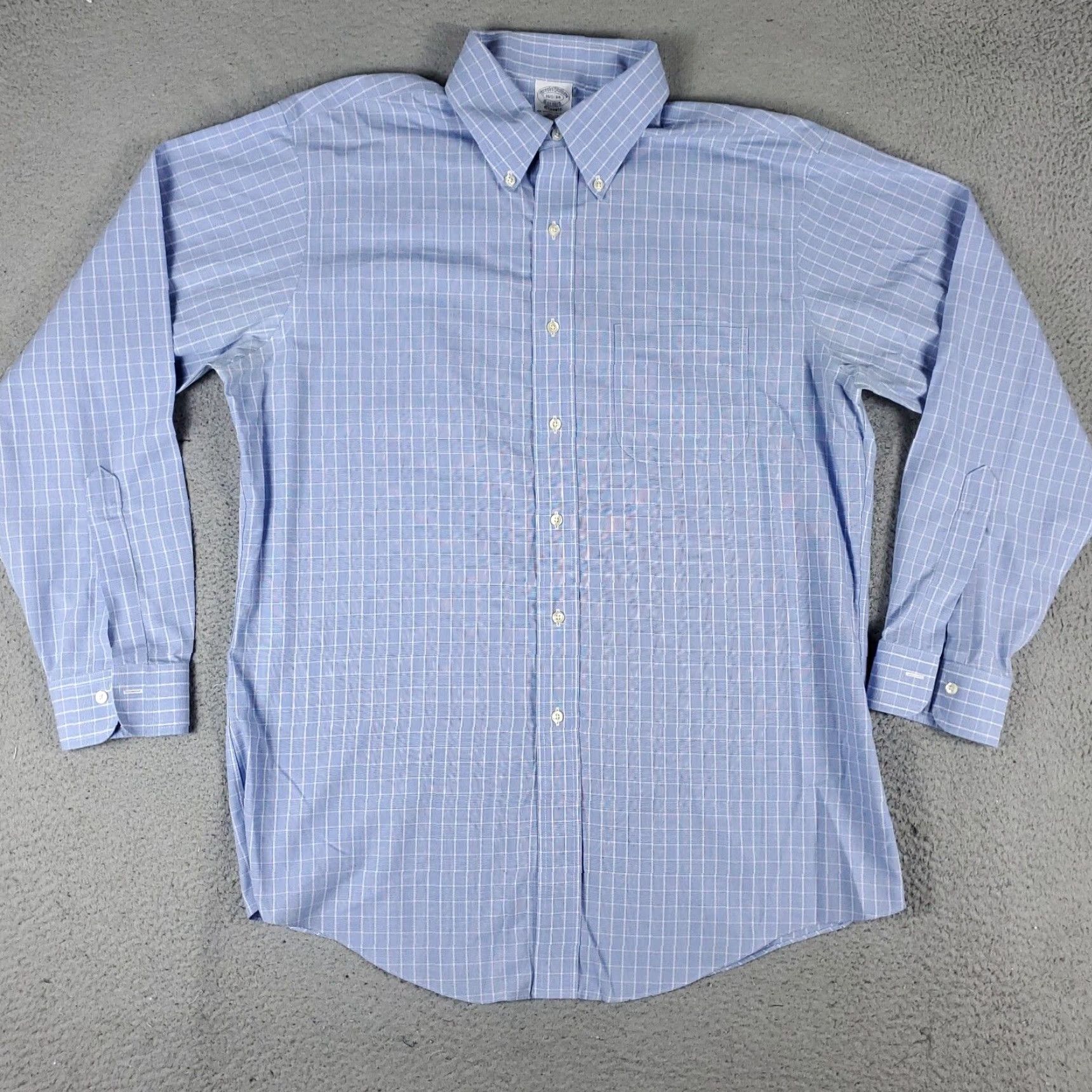Brooks Brothers VINTAGE Brooks Brothers Dress Shirt Men Size 16.5 Blue Check Cotton Business Casual Button Up Long Sleeve Size 42R - 2 Thumbnail