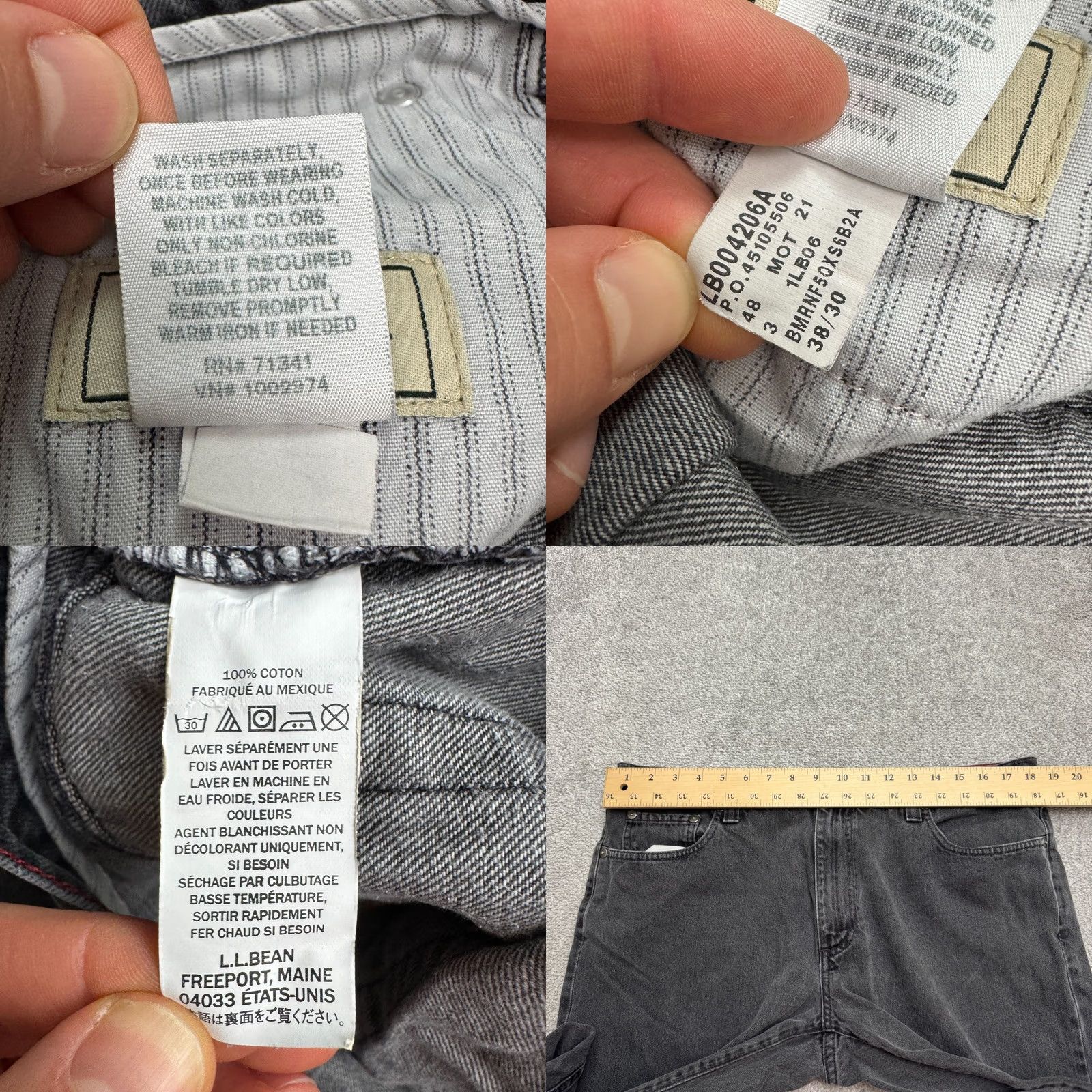 Vintage L.L. Bean Jeans Mens 38x30 Straight Denim 100% Cotton Black Classic Fit Size US 38 / EU 54 - 8 Thumbnail