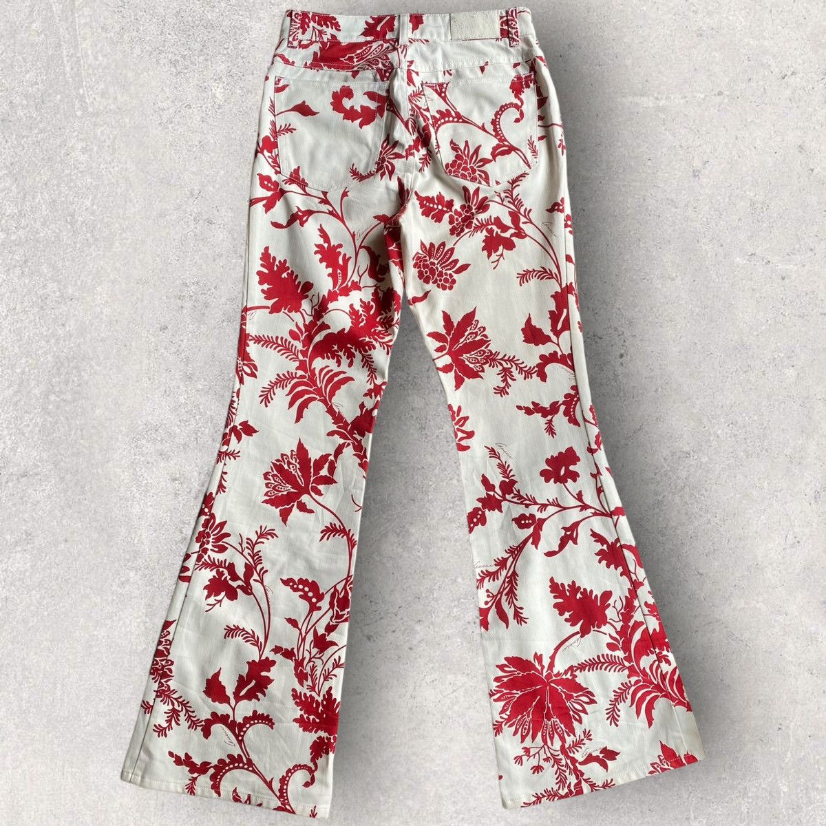Gucci SS 2000 Floral Print Flare Denim Jeans Size 28" / US 6 / IT 42 - 3 Thumbnail