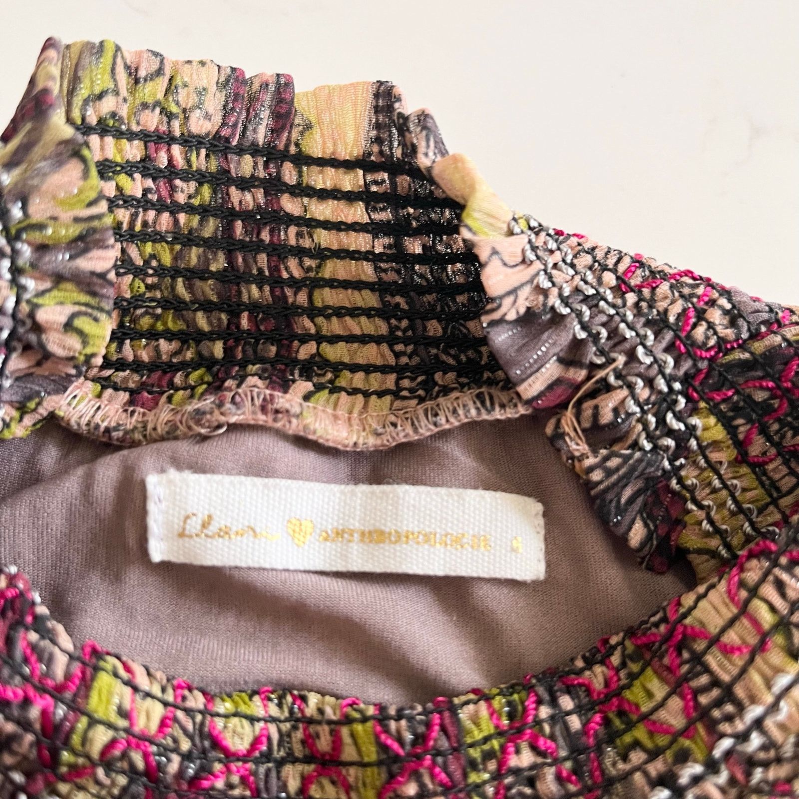 Anthropologie Anthropologie Llani Smocked Floral Chiffon Bohemian Dress Size XS / US 0-2 / IT 36-38 - 6 Thumbnail