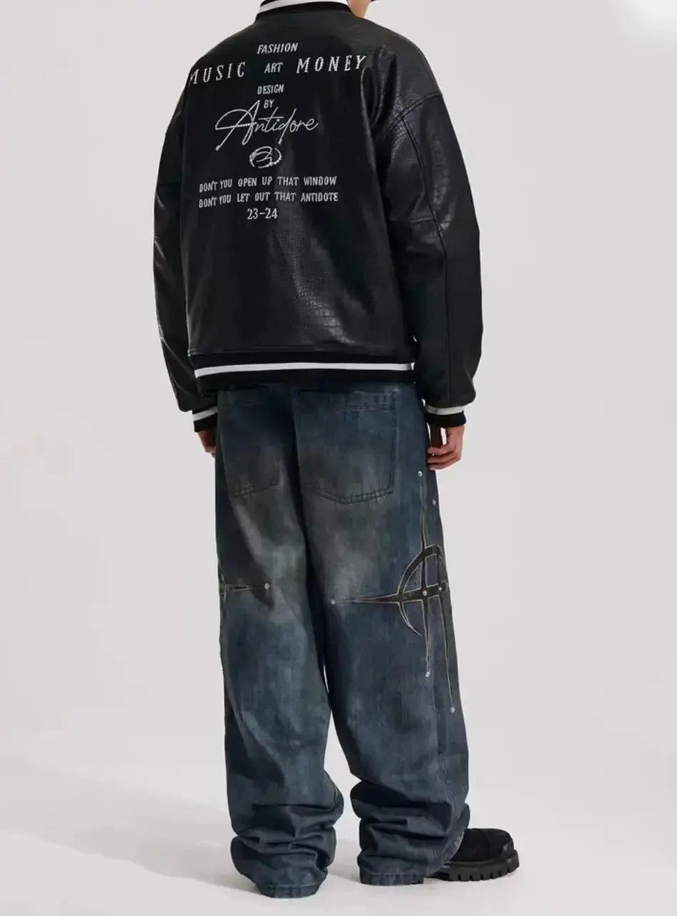 Japanese Brand Vintage patchwork studded casual straight-leg jeans Size US 32 / EU 48 - 6 Thumbnail