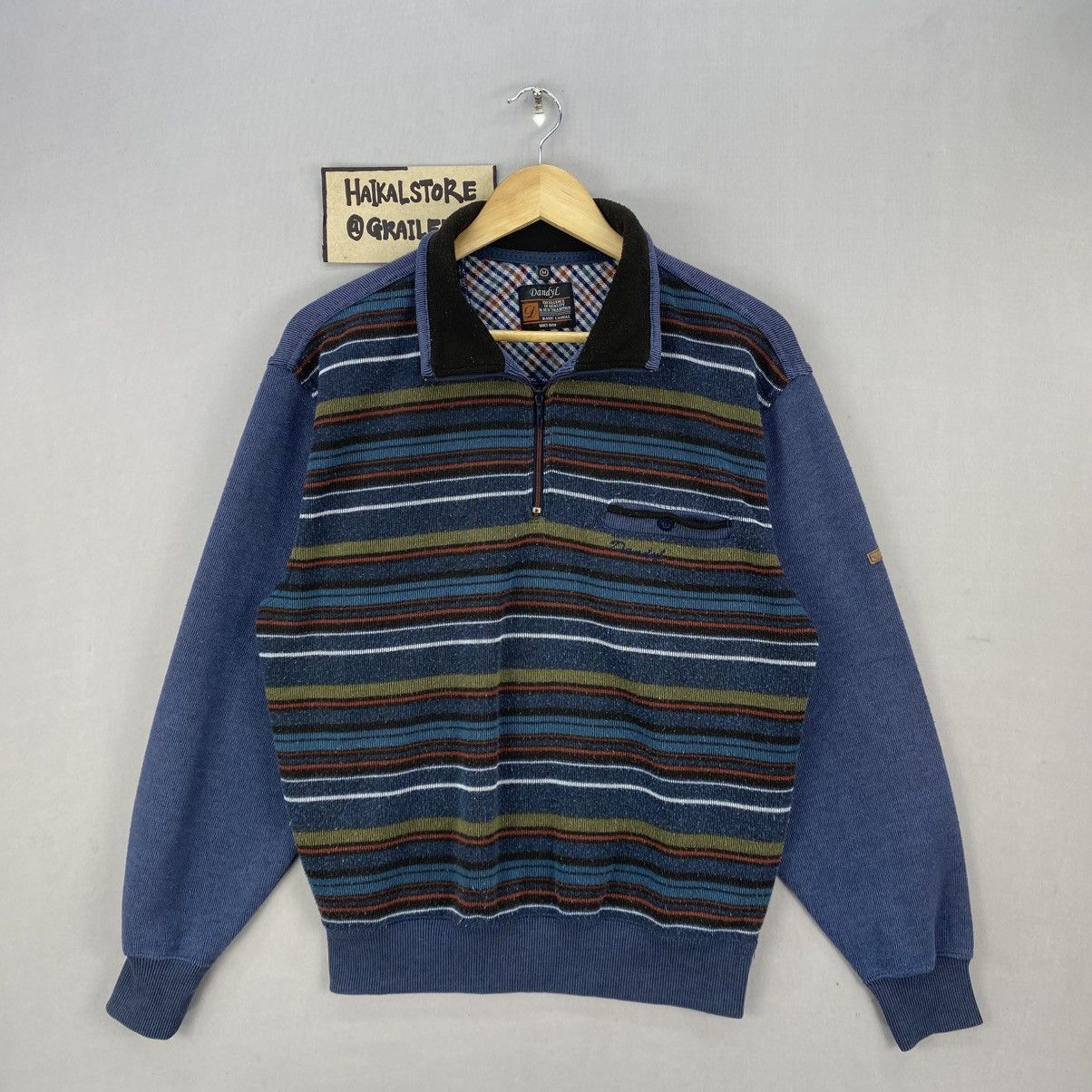 Japanese Brand Vintage Dandyl Striped Half-Zip Knit Sweater Pullover Size US M / EU 48-50 / 2 - 1 Thumbnail