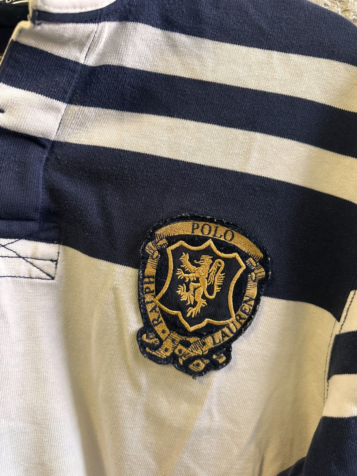 Polo Ralph Lauren Polo Ralph Lauren Rugby Shirt Blue White Embroidered Crest Size US L / EU 52-54 / 3 - 3 Thumbnail