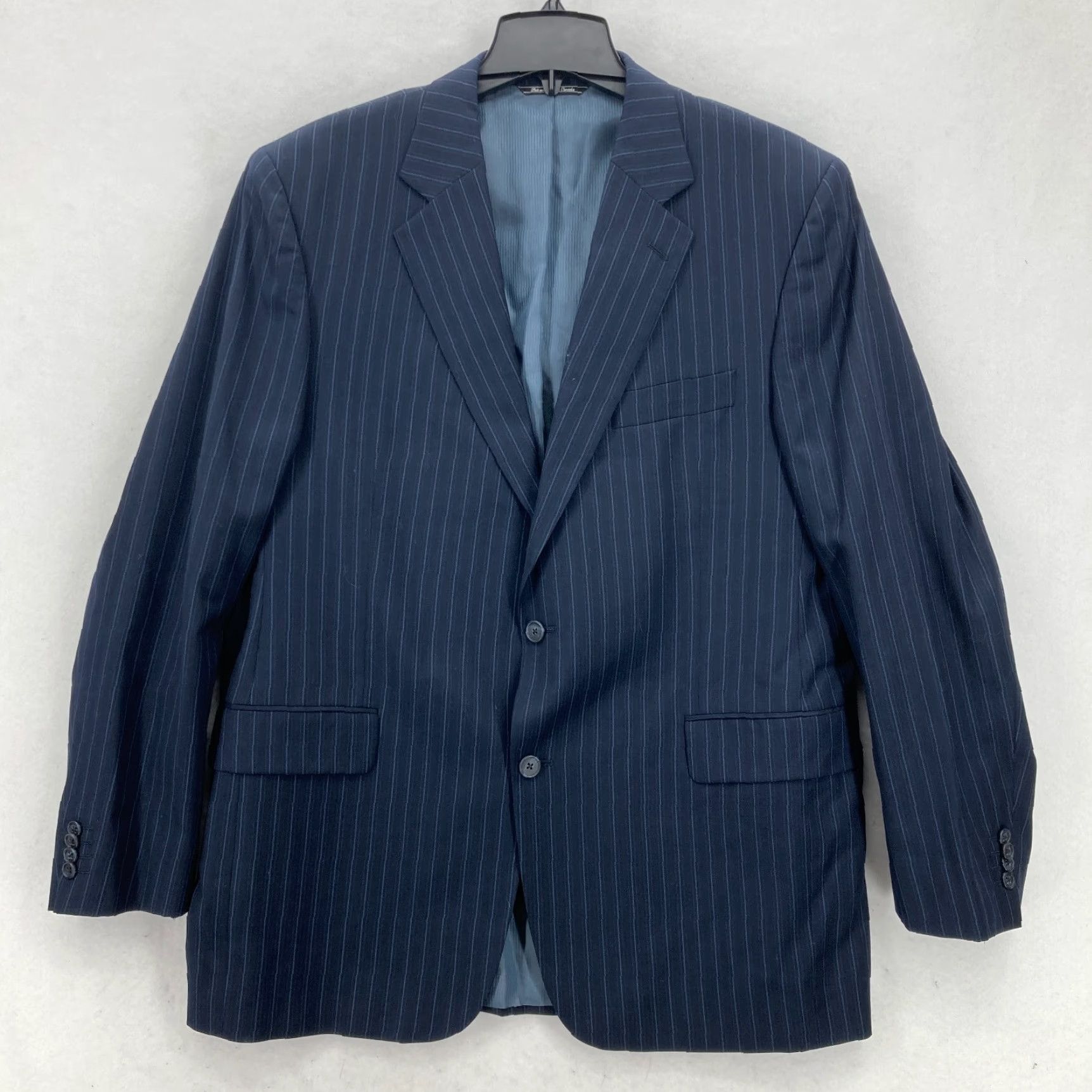 Jack Victor Jack Victor Blazer Mens 44R Blue Striped Wool Sport Coat Loro Piana Collection BLAZER Size 44R - 2 Thumbnail