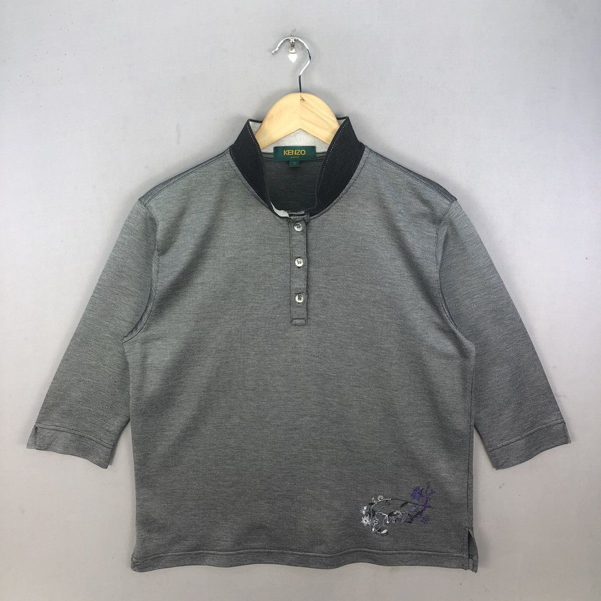 Kenzo Kenzo Golf Embroidered 3 Quarter Sleeve Crop Shirt Size S / US 4 / IT 40 - 1 Thumbnail