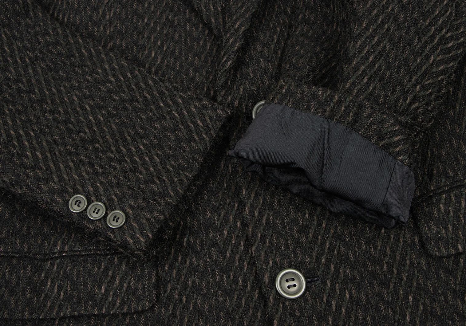 Issey Miyake Wool Patterned Jacket in Green and Black, Size L Size US L / EU 52-54 / 3 - 7 Thumbnail