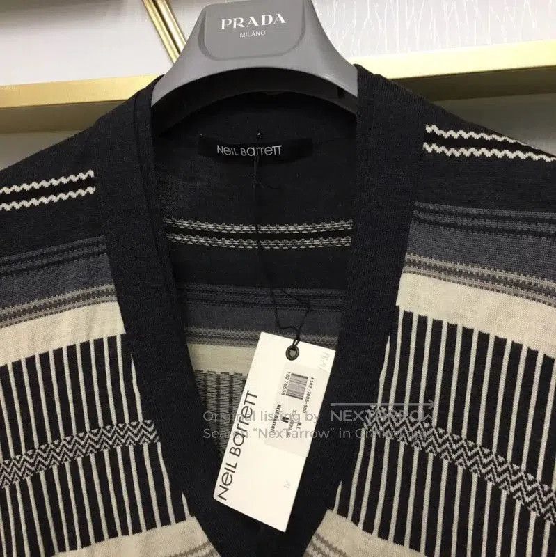 Neil Barrett Neil Barrett Striped Wool Cardigan for Men . Size US M / EU 48-50 / 2 - 3 Thumbnail